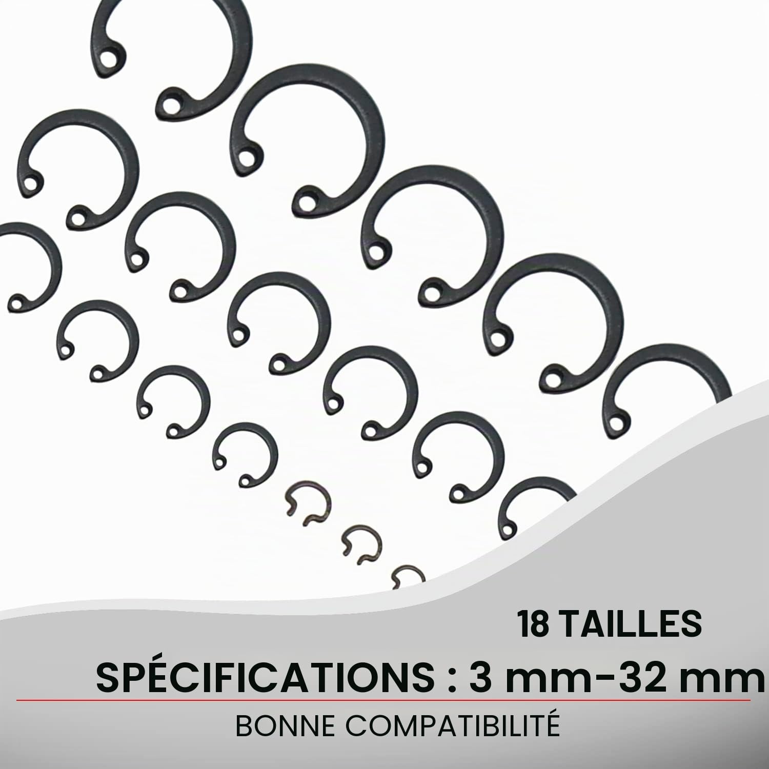 CCLIFE Circlips Intérieur Anneau 300 Pièces Noir 3-32mm