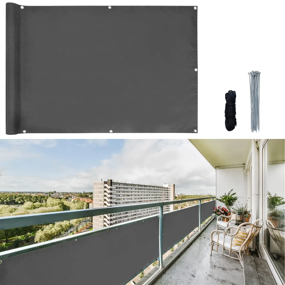 CCLIFE DIY Tools brise-vue balcon anthracite UV30+