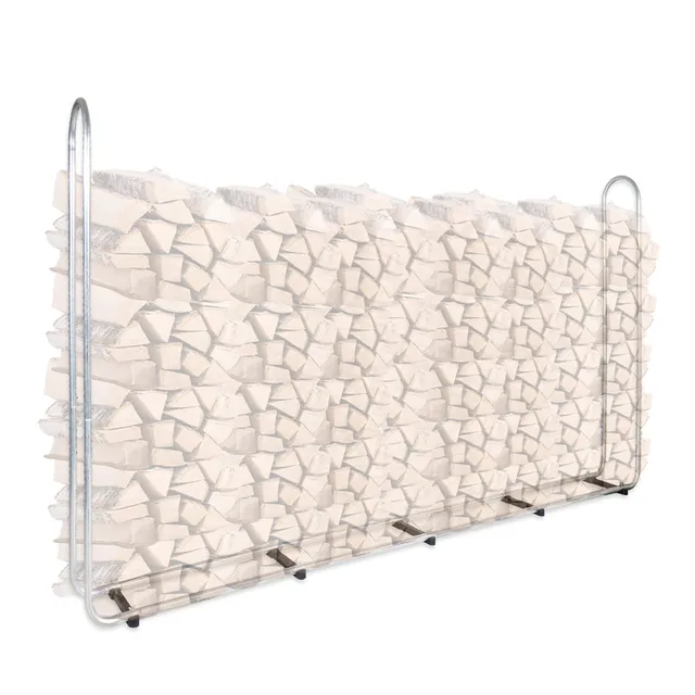 CCLIFE Range-bûches métal avec bâche bois 25-40 cm