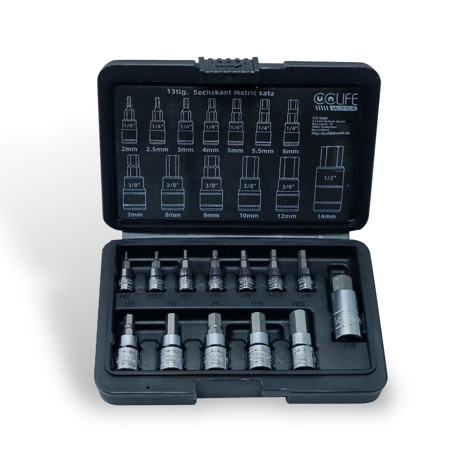 CCLIFE Socket Bit Sets coffret douilles XZN M5-M16 26 pièces