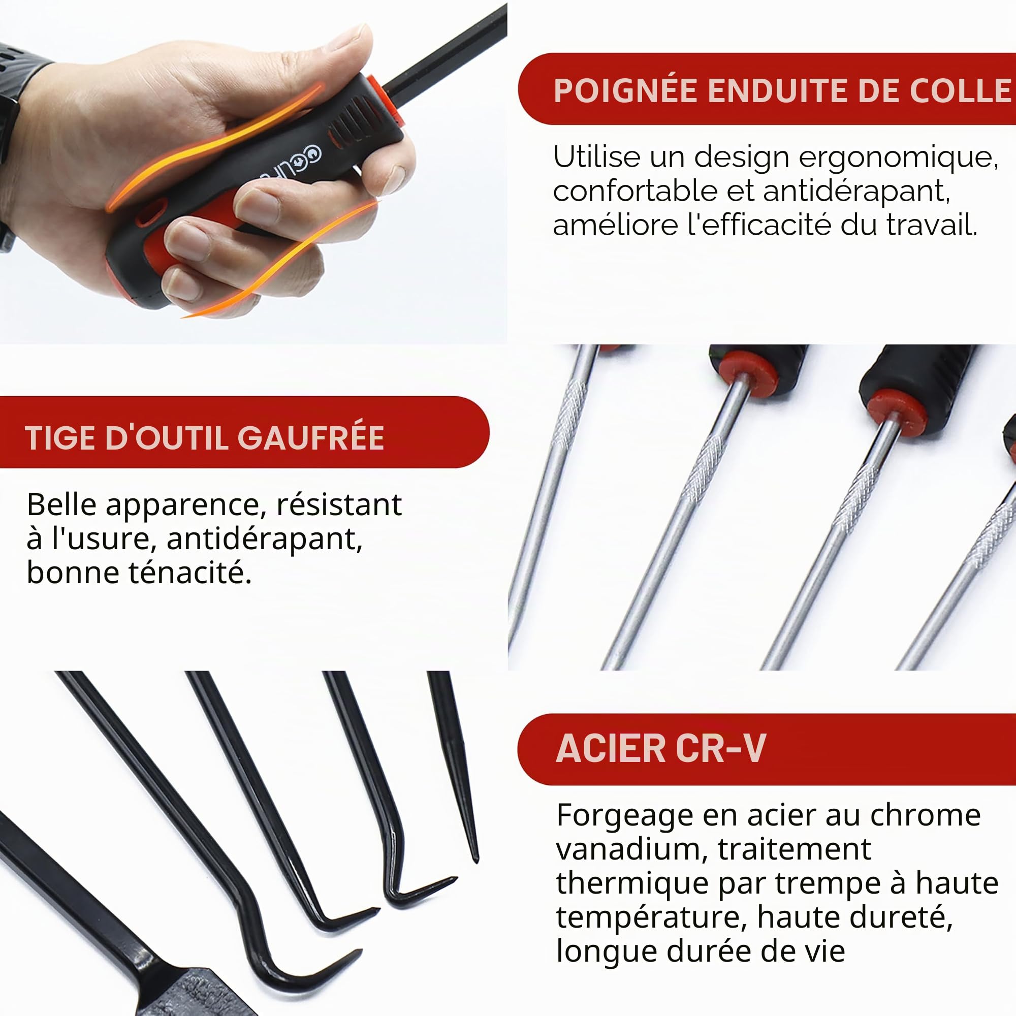 CCLIFE DIY Tools kit crochets 9 pièces joints toriques