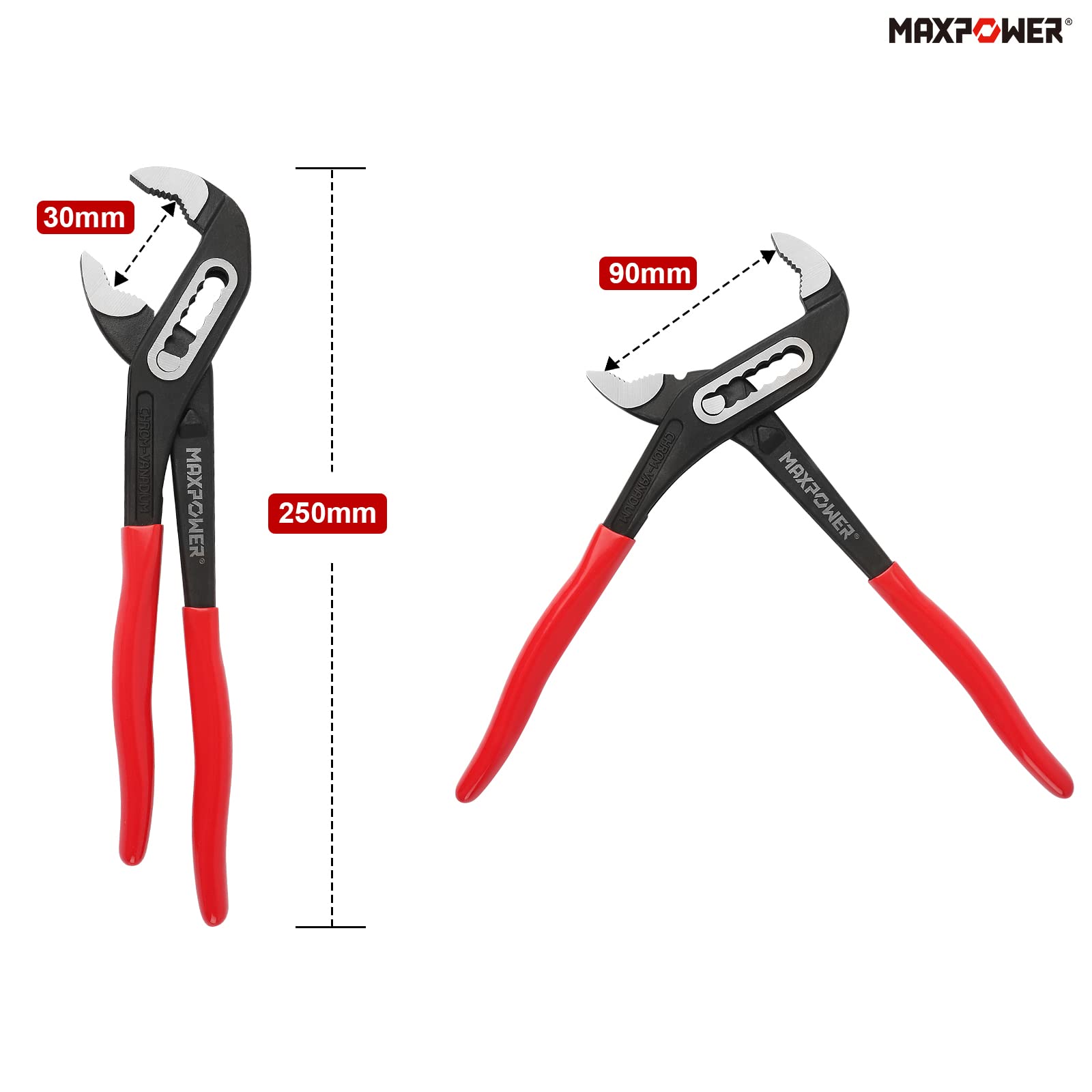 MaxPower Outils plomberie pince multiprise 250mm 90mm Cr-V
