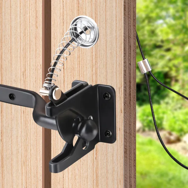 LEONTOOL Vis et Écrous loquet portail autobloquant noir avec câble
