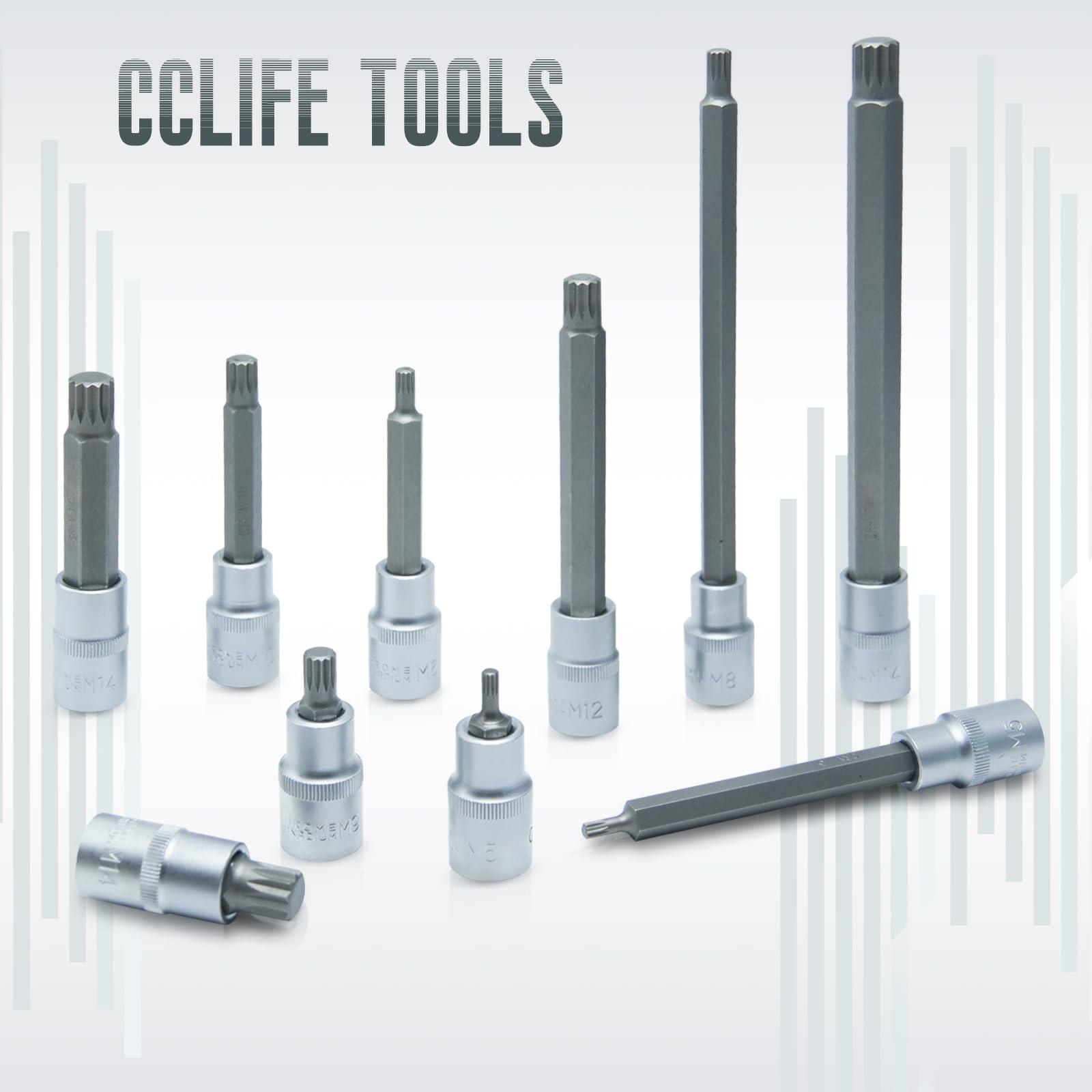 CCLIFE Socket Bit Sets coffret douilles XZN M5-M16 26 pièces