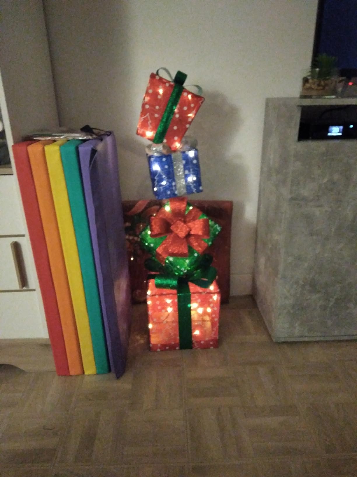 CCLIFE DIY Tools boîte cadeau LED Noël lot de 4 couleur carré
