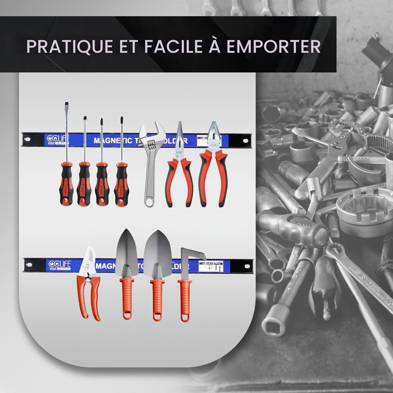 CCLIFE DIY Tools 4 barres magnétiques 23+37cm 9+15kg