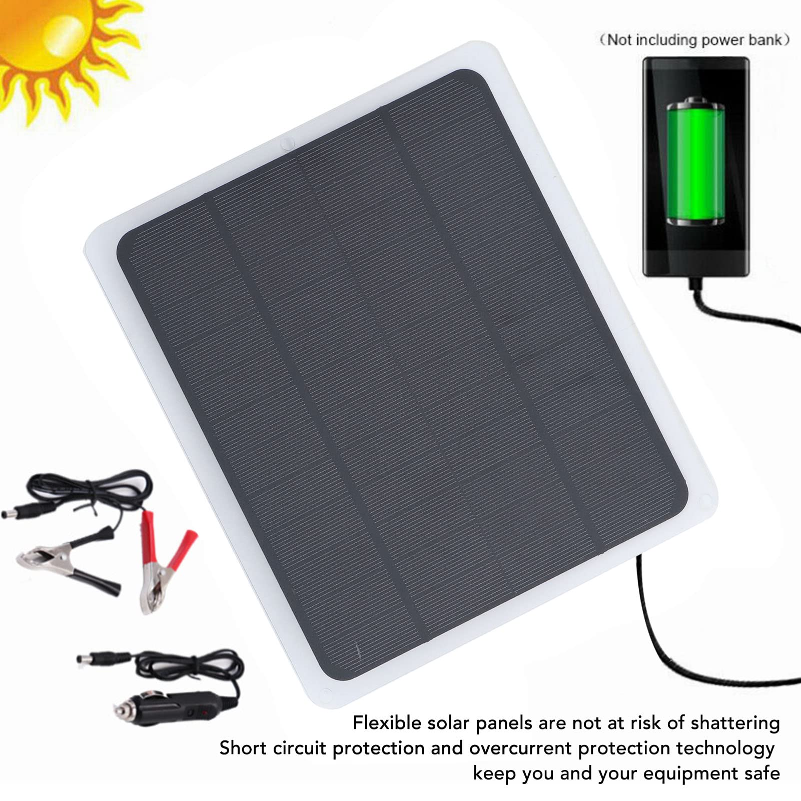 Jadeshay Solaire Photovoltaïque 20W 12V panneau solaire flexible USB