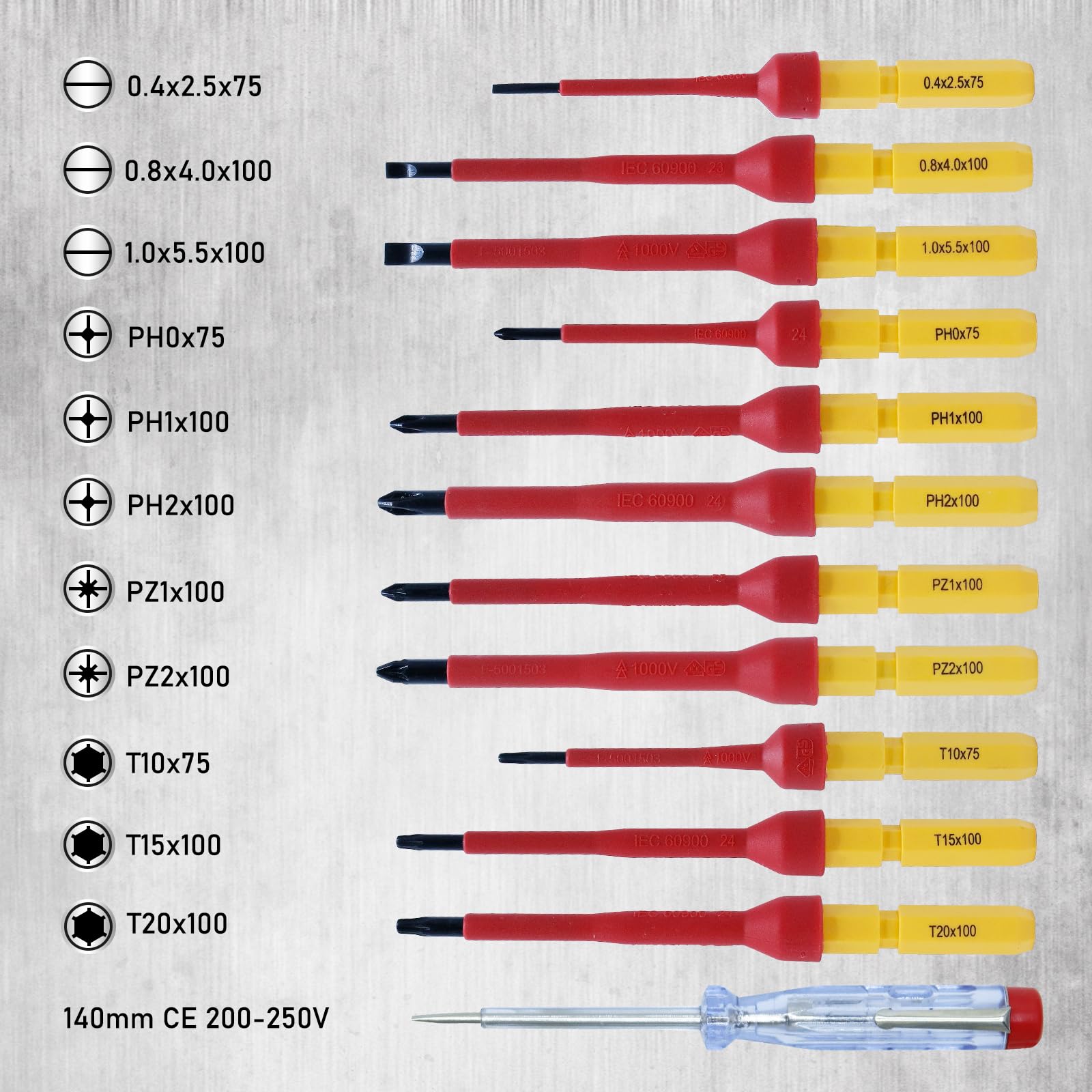 CCLife Screwdriver Sets jeu tournevis VDE 1000V 13 pcs boîte