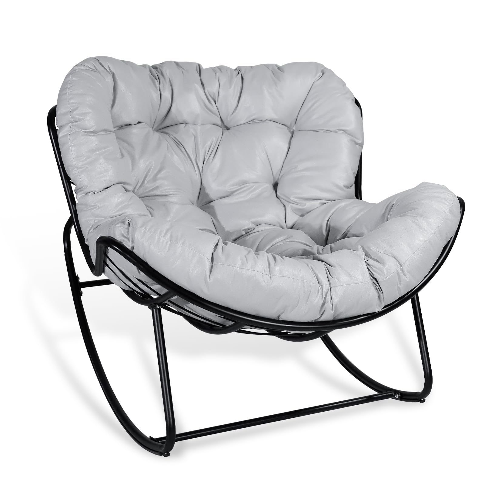 CCLIFE DIY Tools fauteuil à bascule gris 150 kg avec coussin