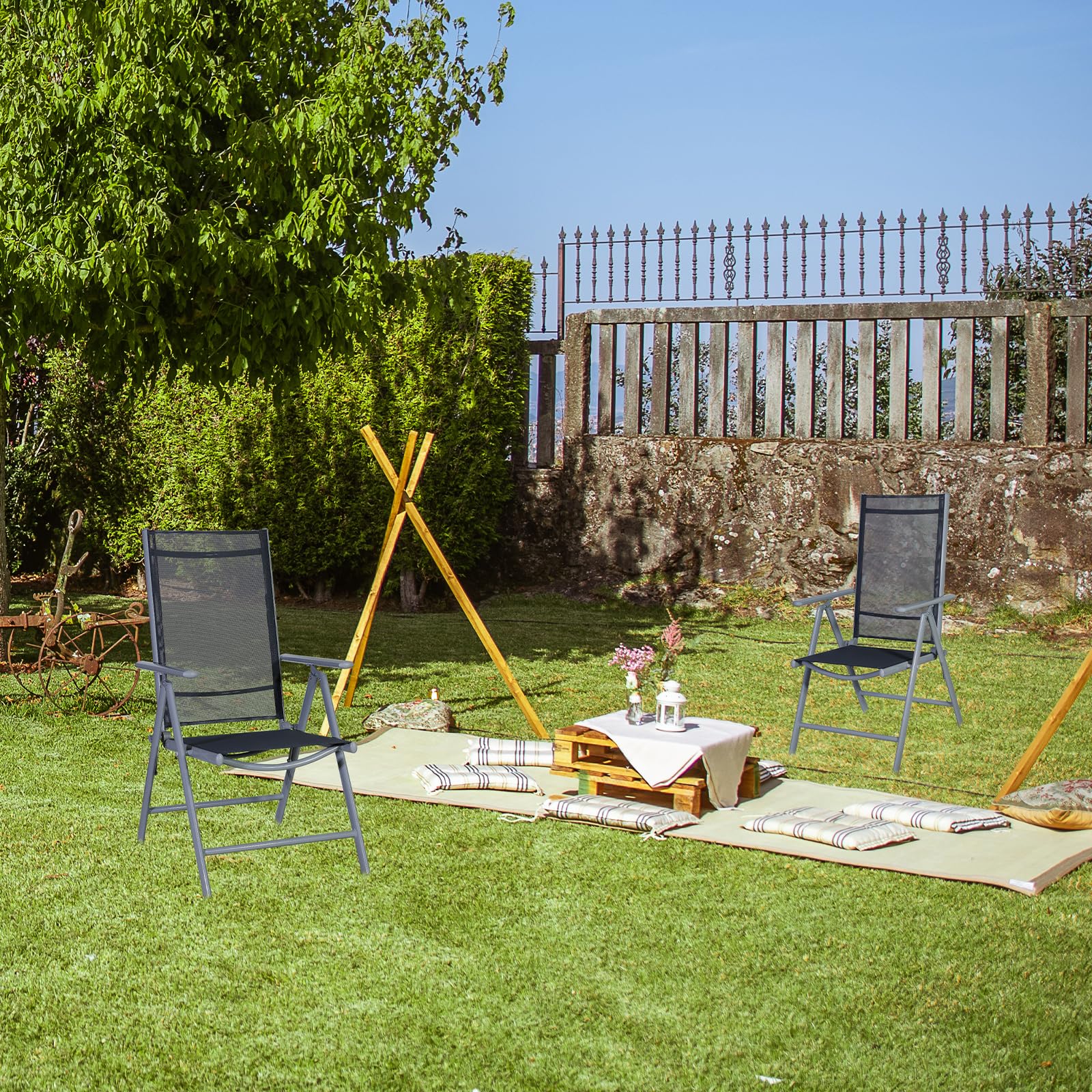 CCLIFE DIY Tools chaise jardin pliante 7 positions Teslin 150 kg
