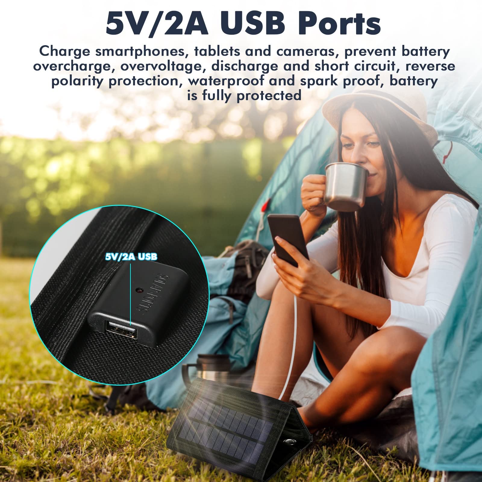 Jadeshay 10W panneau solaire pliable USB 5V randonnée