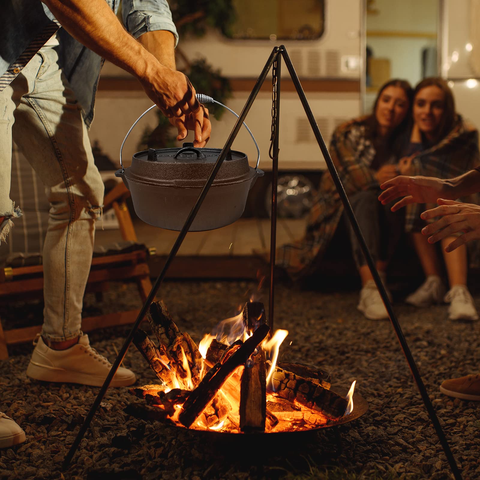 CCLIFE DIY Tools Dutch Oven faitout fonte camping avec couvercle