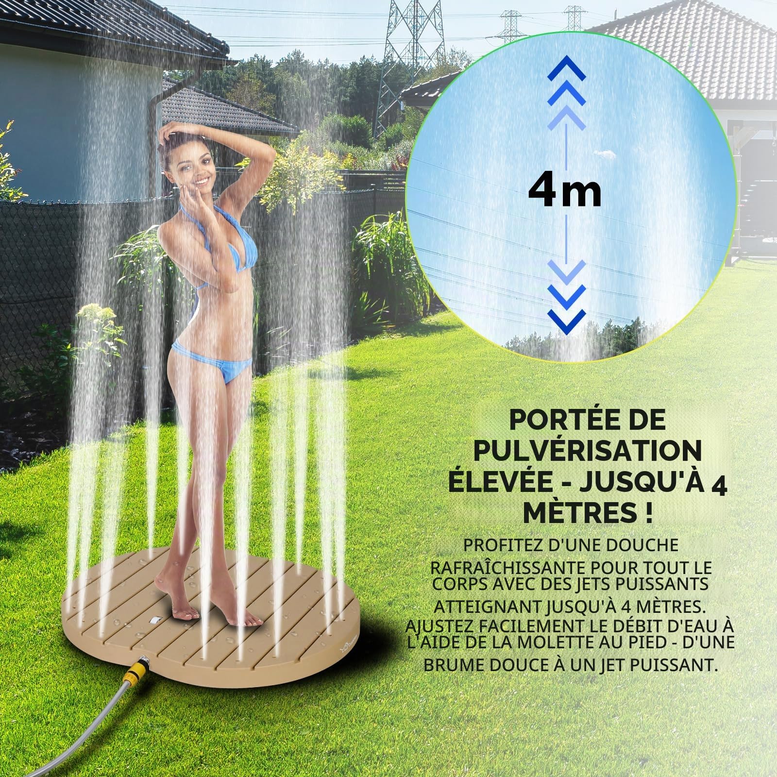 CCLIFE DIY Tools Douche Jardin Extérieure Bois Jet 4m
