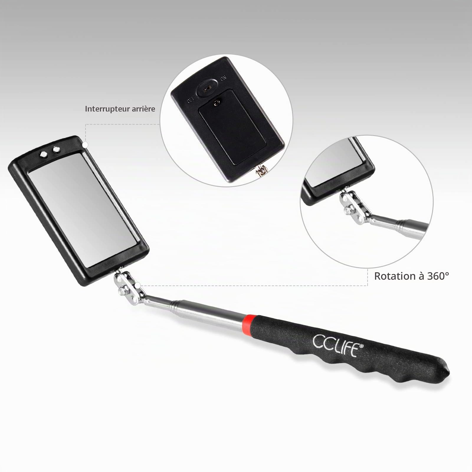 CCLife DIY Tools kit 7 aimant télescopique miroir LED