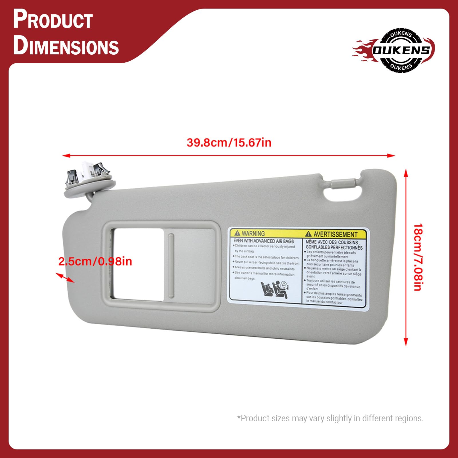 OUKENS Pare-soleil passager RAV4 2006-2009 gris avec miroir