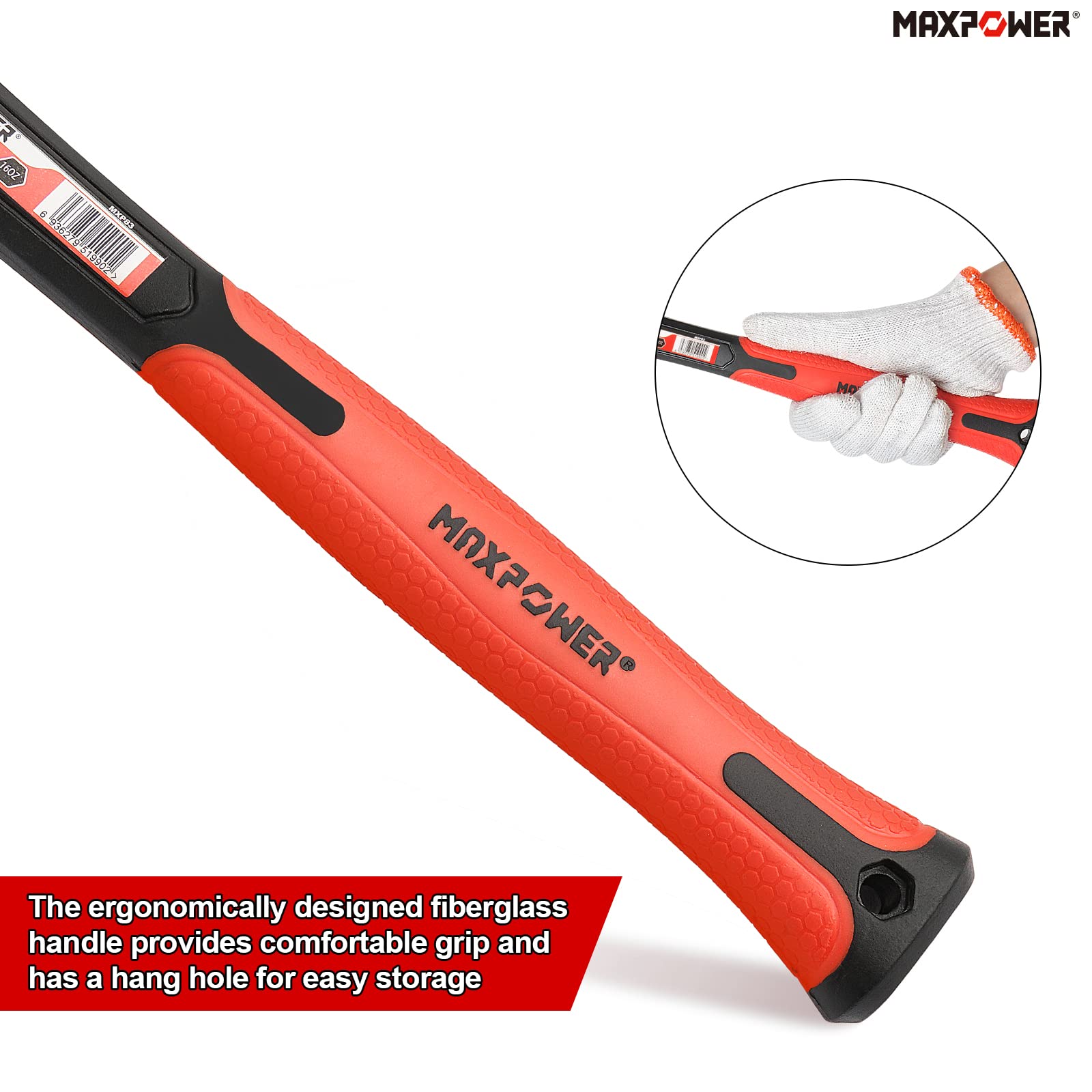 MaxPower Outils de frappe maillet noir 335 mm 454 g