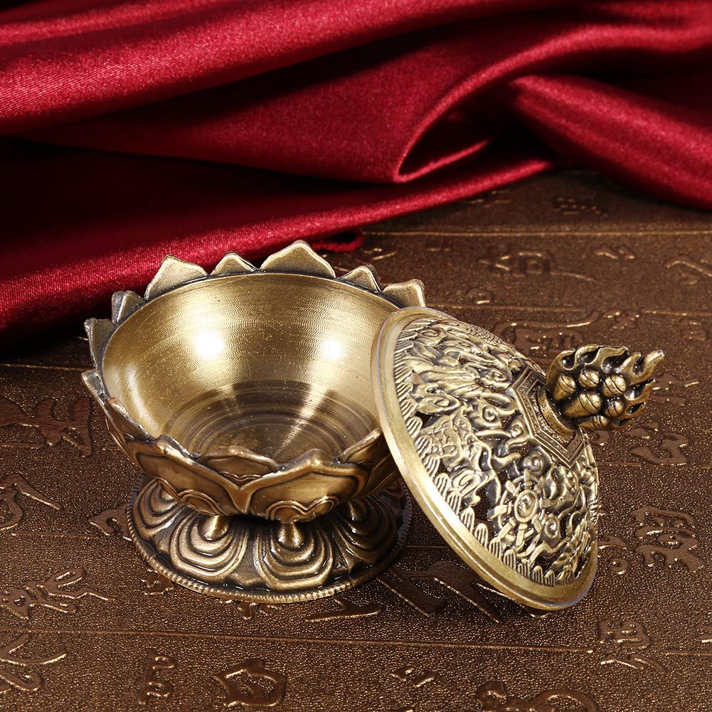 Jadeshay Articles Ménagers brûleur d'encens lotus bronze zinc