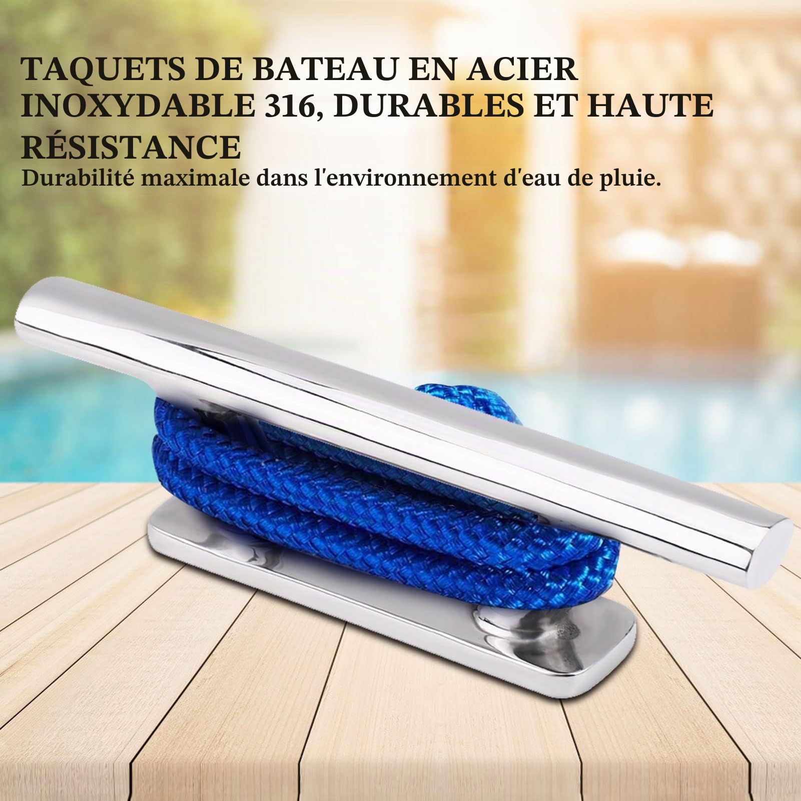 OUKENS Taquet bateau inox 316 8 pouces argent