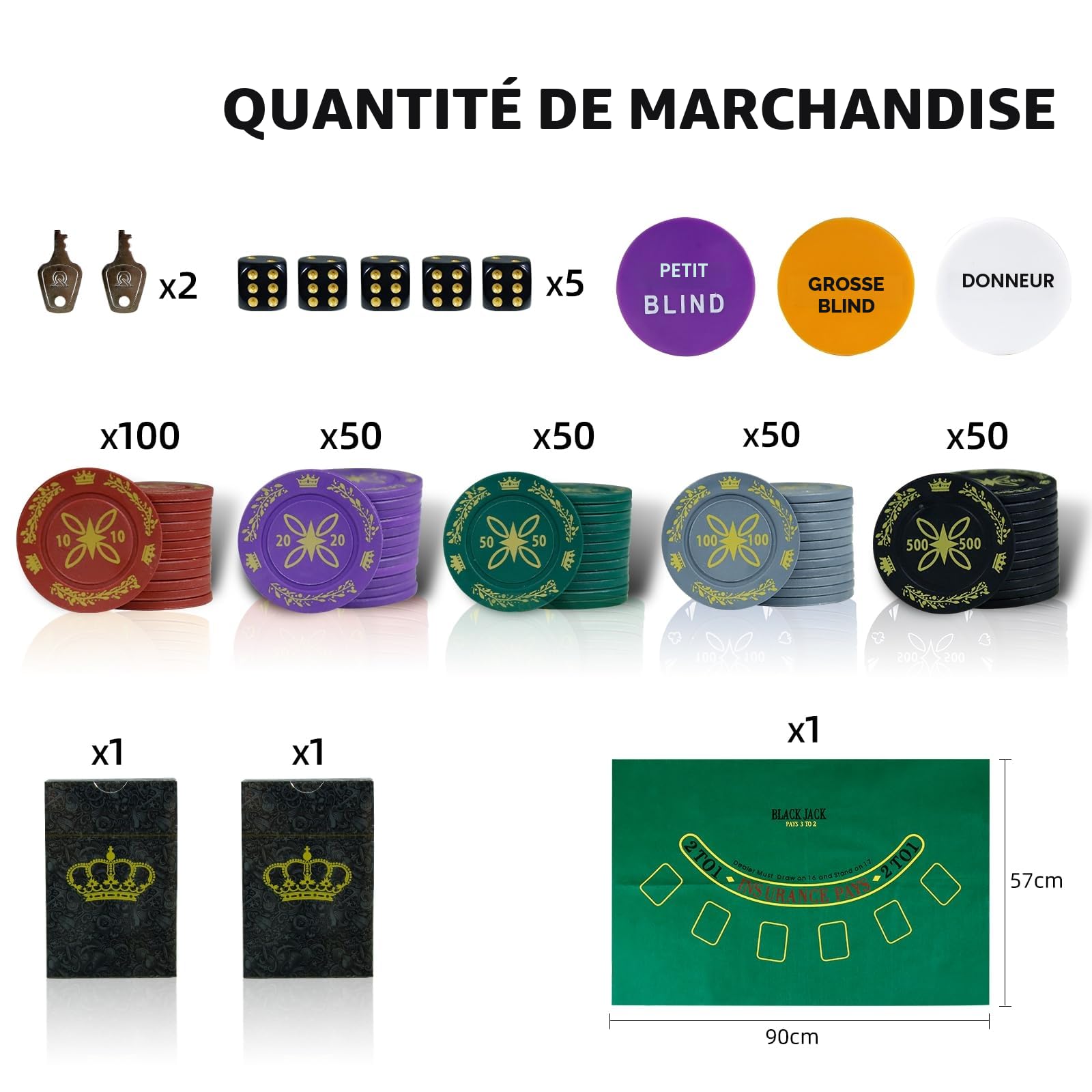 CCLIFE jeu de poker 300 jetons avec impression + cartes