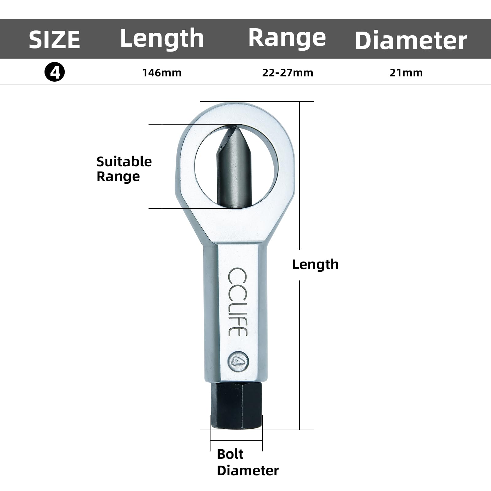 CCLIFE Locking Wheel Nut Removal Tools casse-écrou 22-27mm acier
