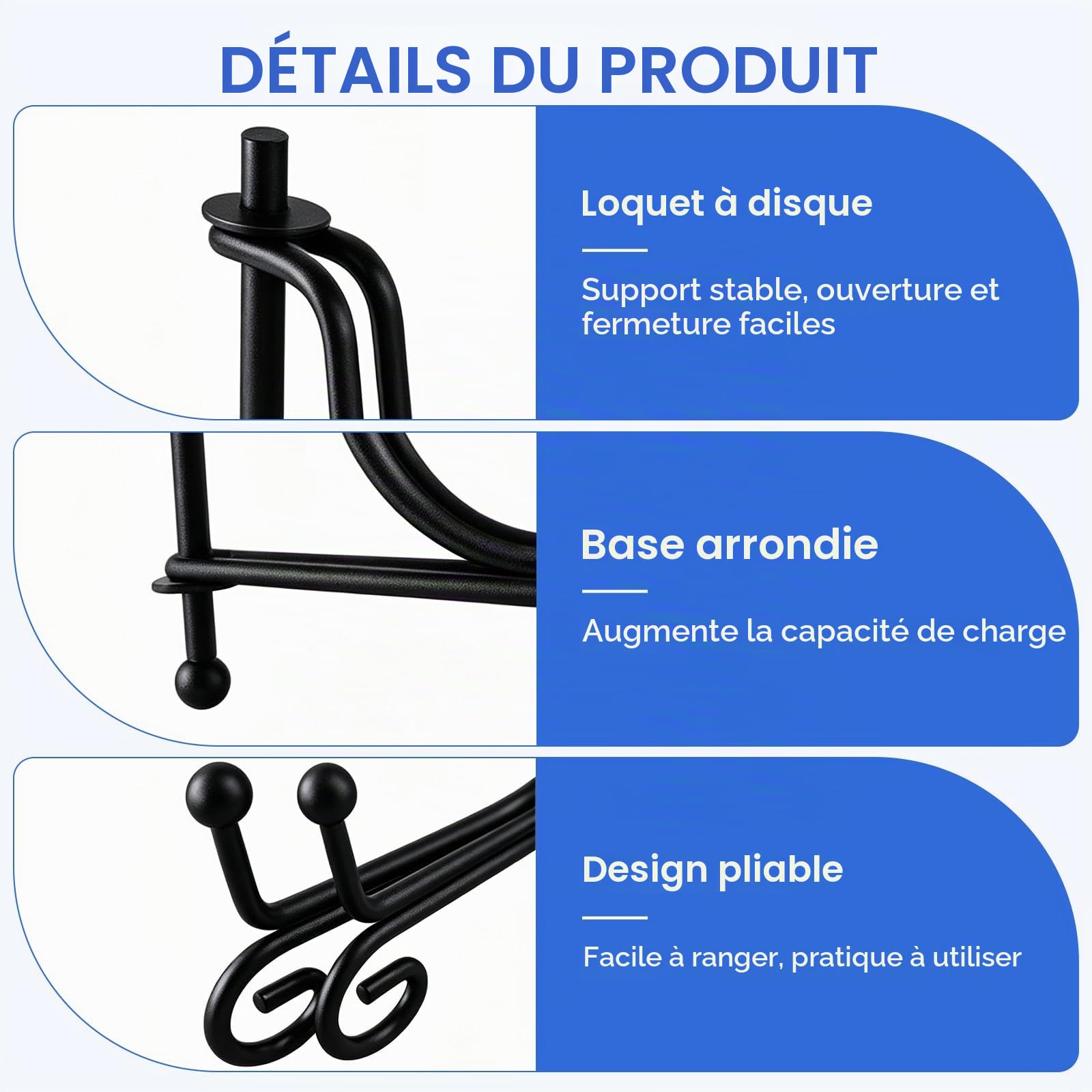 OUKENS Chevalet Fer Support Assiette 10 Pouces Noir