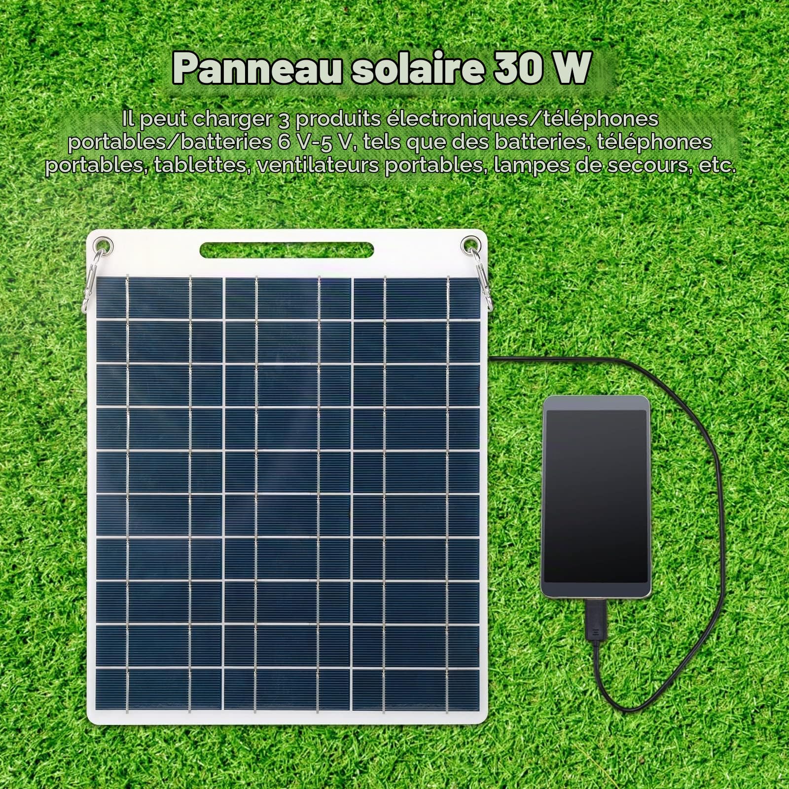 Jadeshay Solaire Photovoltaïque panneau solaire 30W 5V double USB