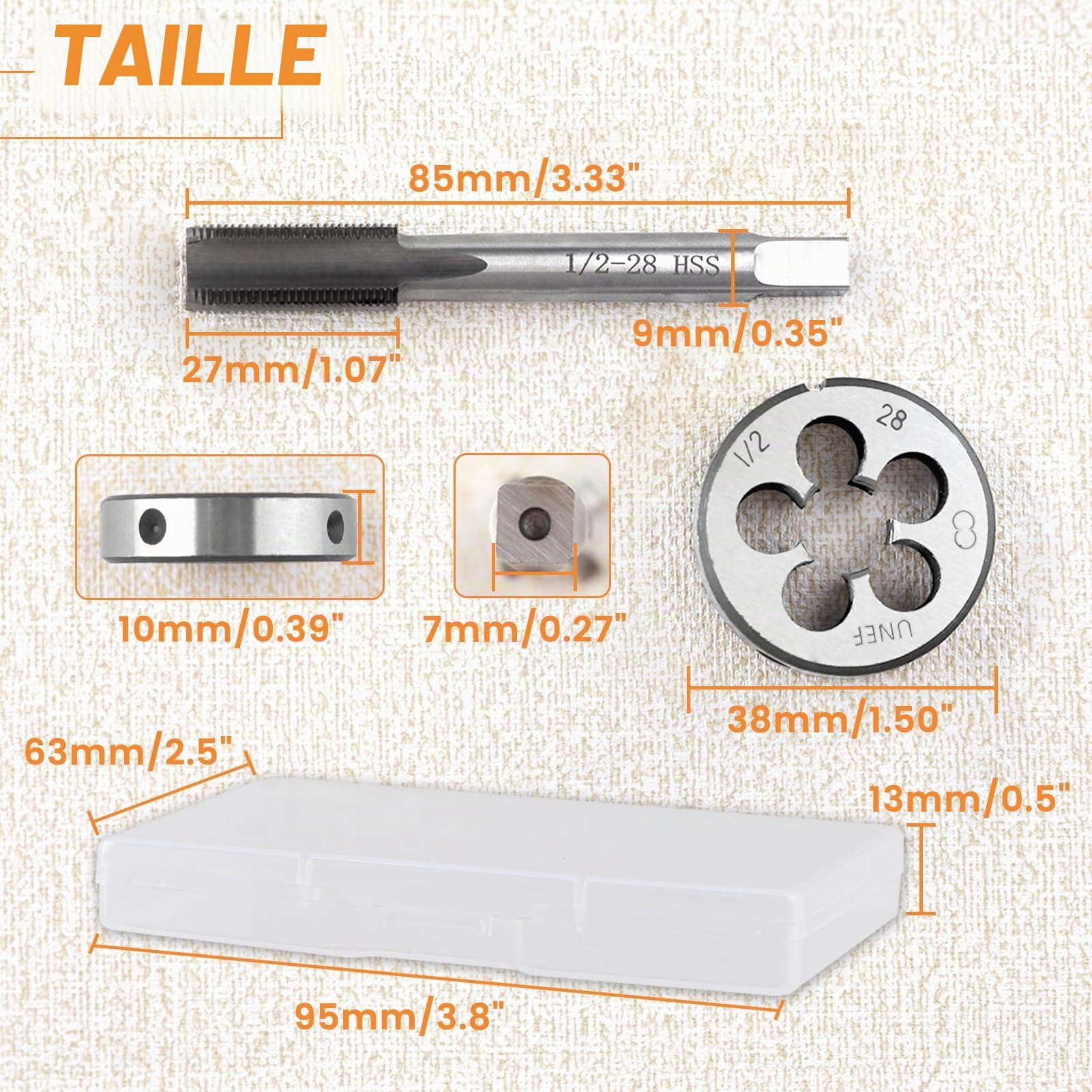 LEONTOOL Taraud filière 1/2"-28 UNEF HSS kit 2 pièces