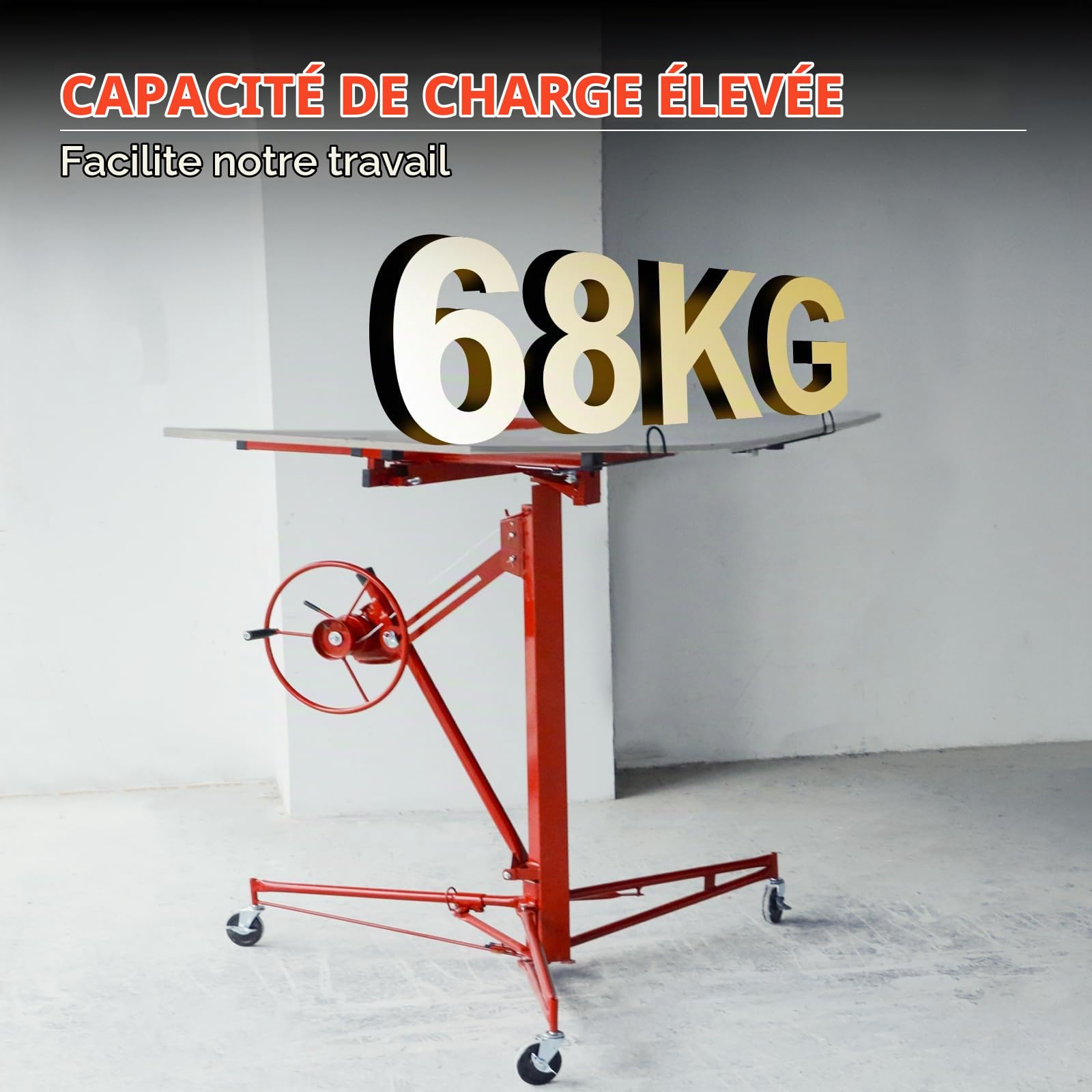 CCLife DIY Tools lève-plaque pliable rouge 68 kg 140-350 cm