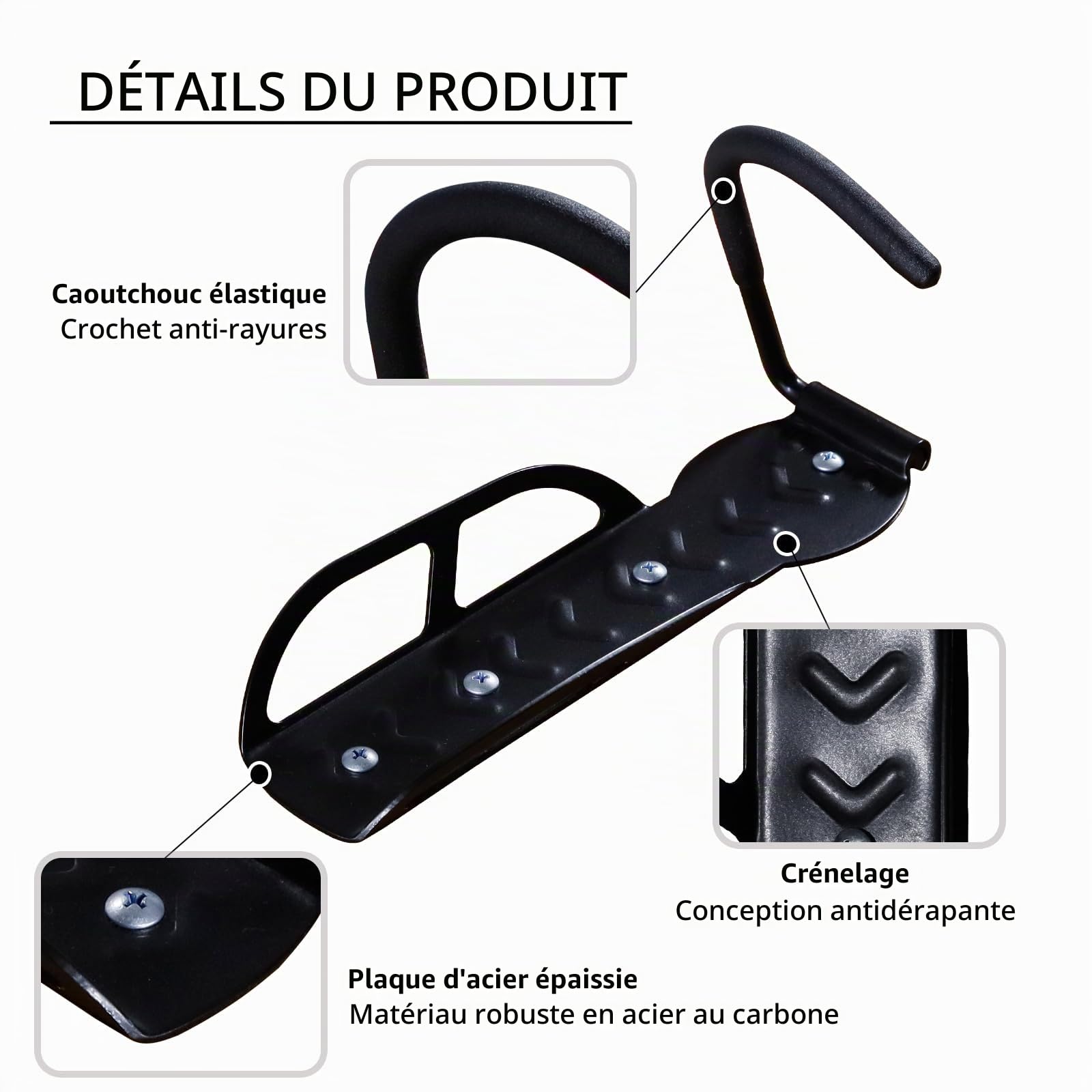 CCLIFE DIY Tools Support Vélo Mural 2 pcs 35 kg Acier
