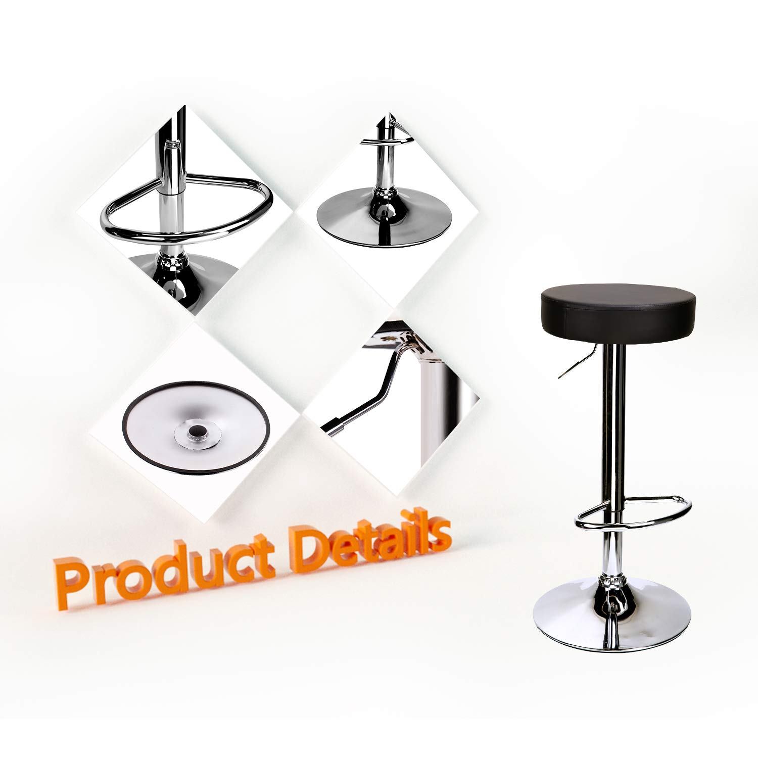 CCLIFE DIY Tools Tabouret Bar Noir Pivotant Lot 2 Simili