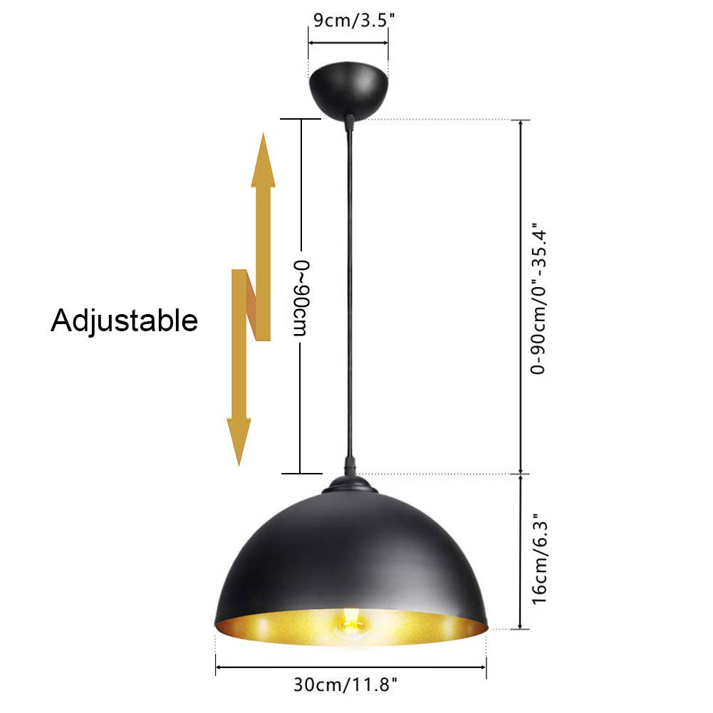 CCLIFE DIY Tools suspension industrielle E27 2 pcs noir doré