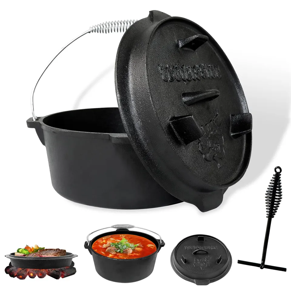CCLIFE DIY Tools Dutch Oven faitout fonte camping avec couvercle