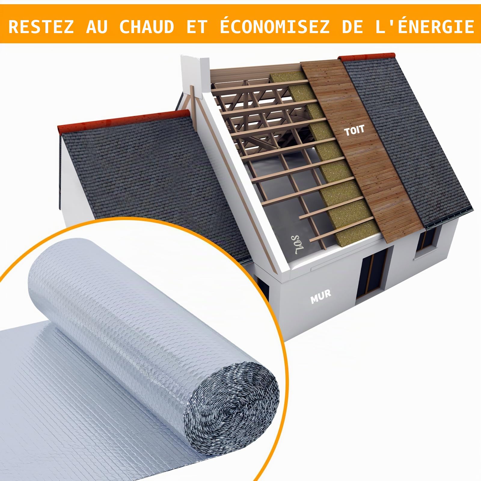 CCLIFE DIY Tools Isolant Alu Bulle 1x10m Double Couche