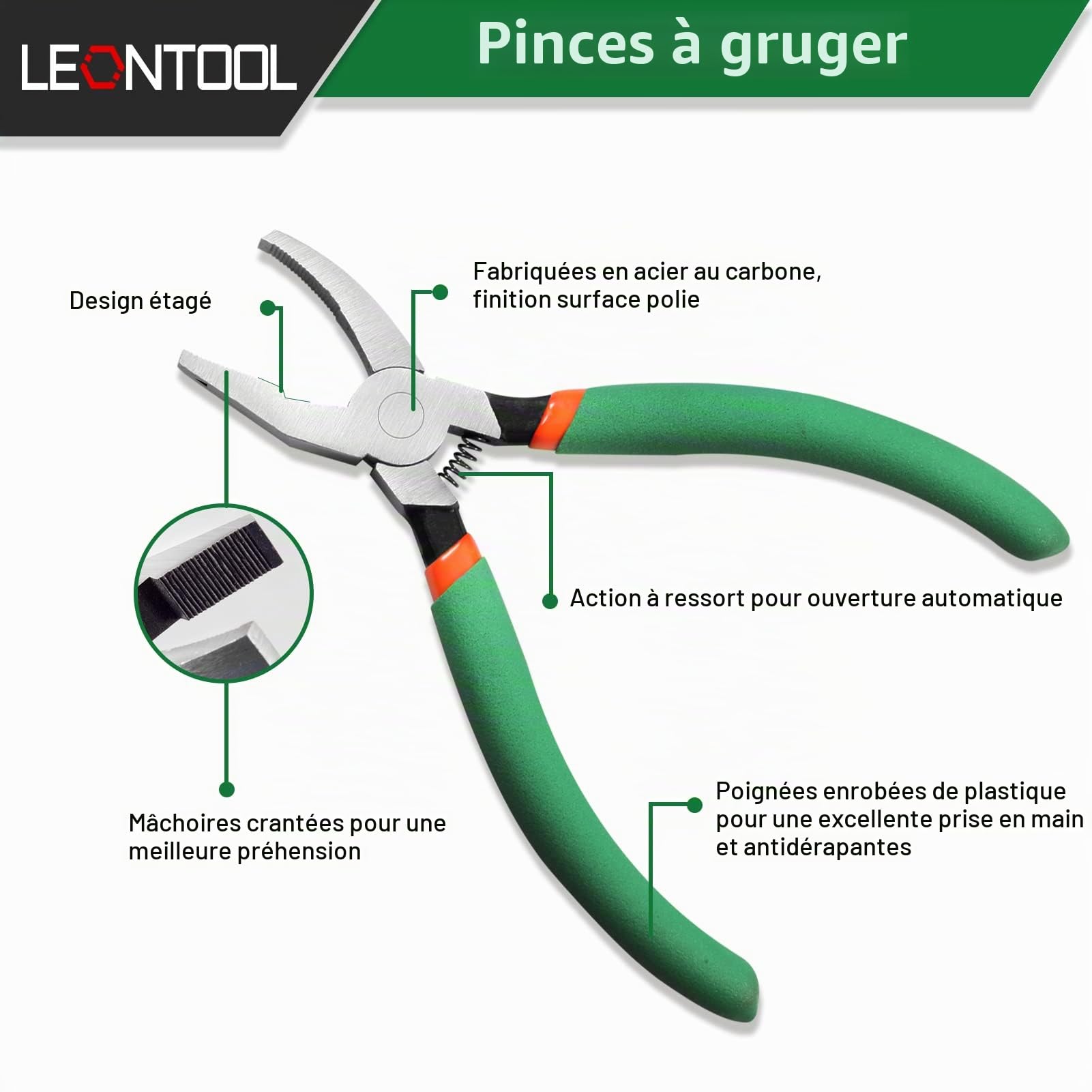 LEONTOOL Pince à briser vitrail 15,2 cm mâchoire 1,9 cm