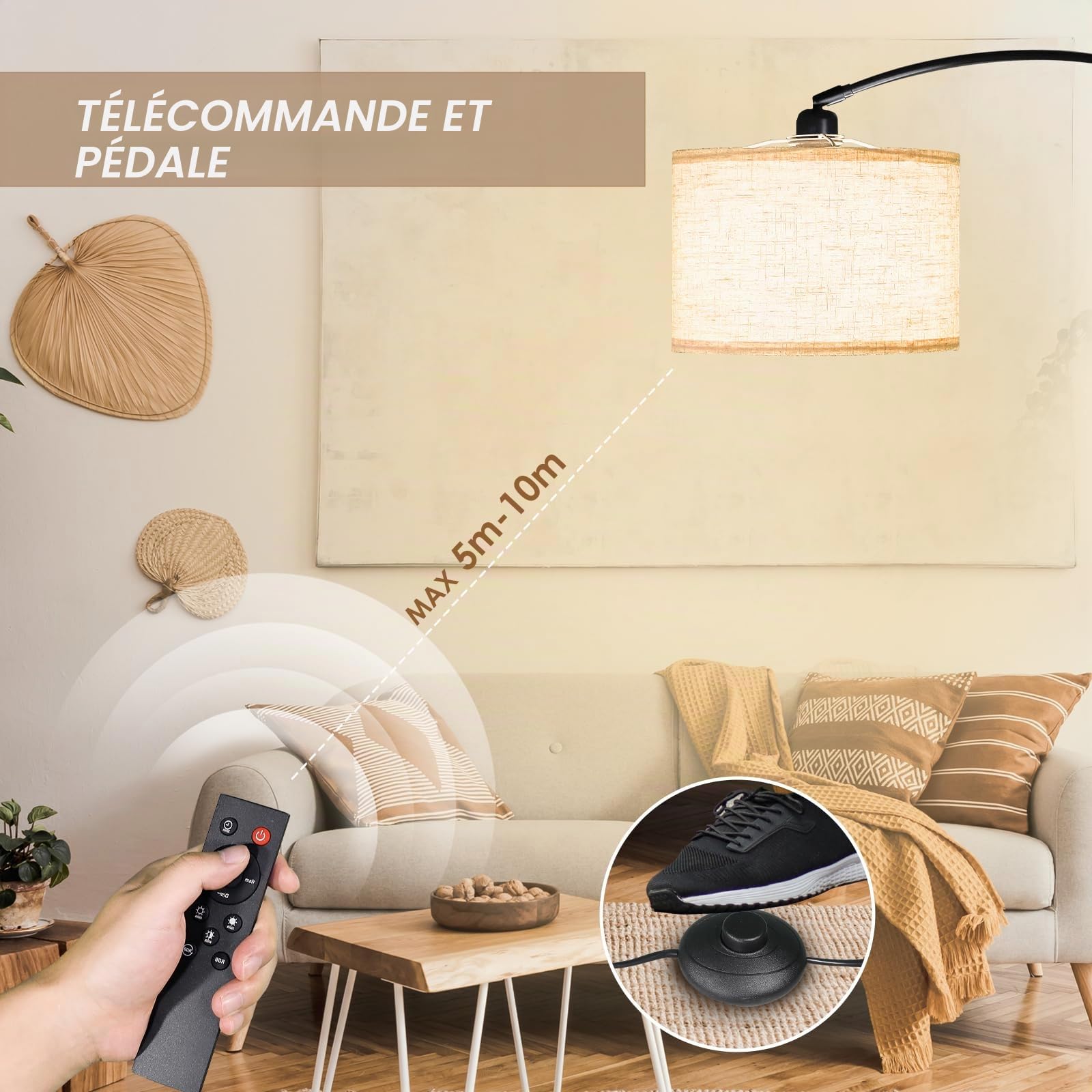 CCLIFE DIY Tools Lampadaire Salon LED E27 Beige 165-175cm