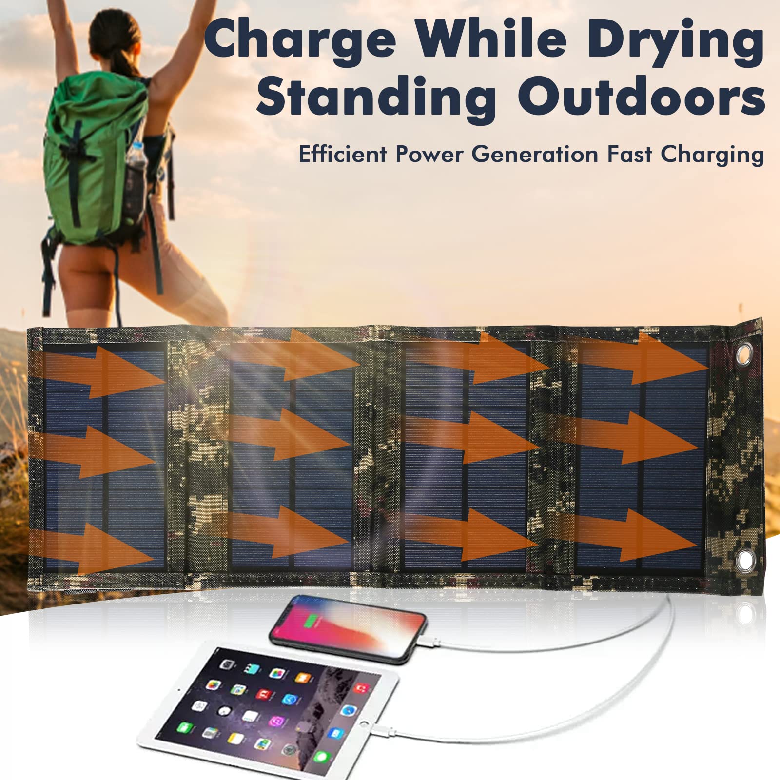 Jadeshay Panneau solaire pliable 20W USB 5V portable