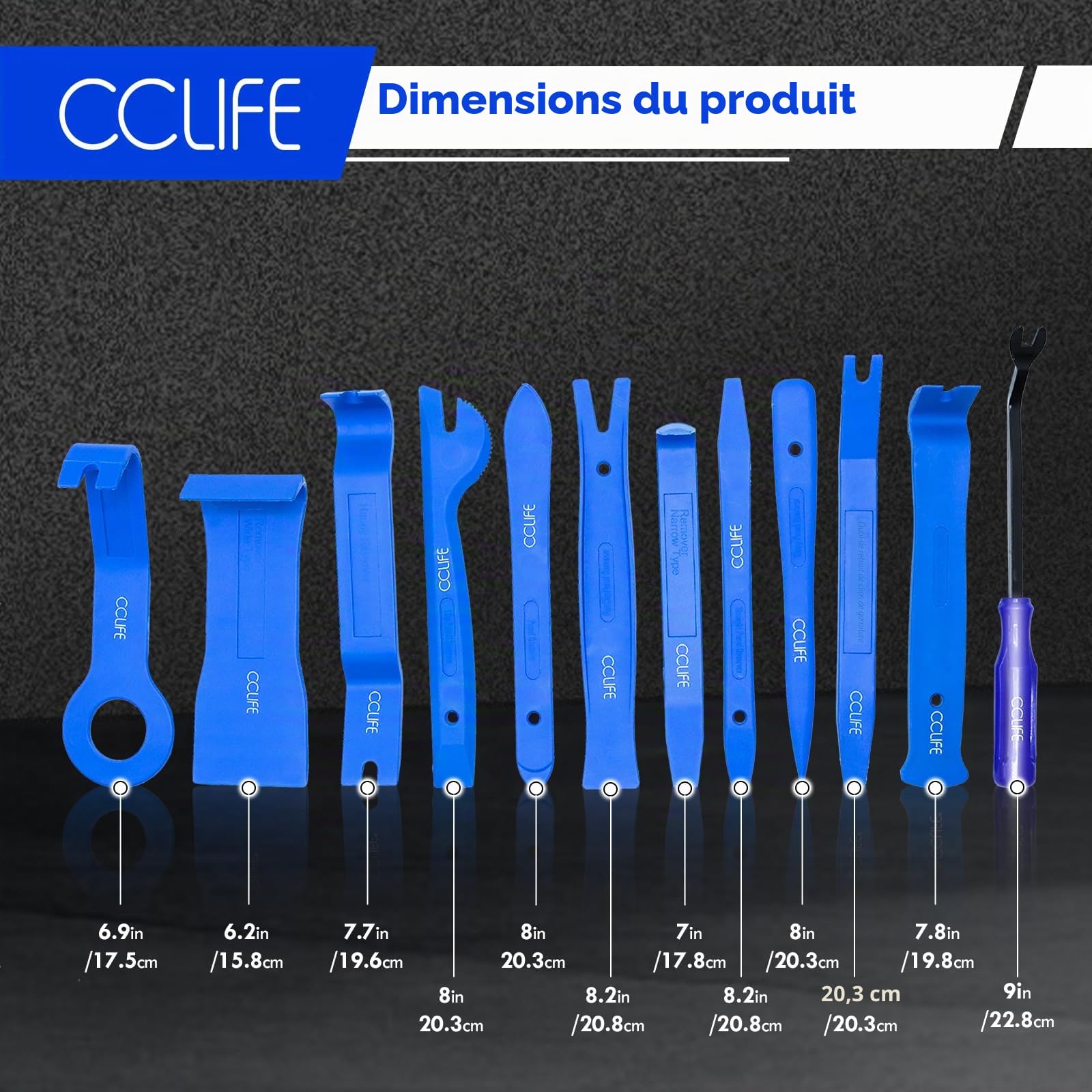 CCLIFE Démontage Garniture Outil Auto 12 Pièces + Pince