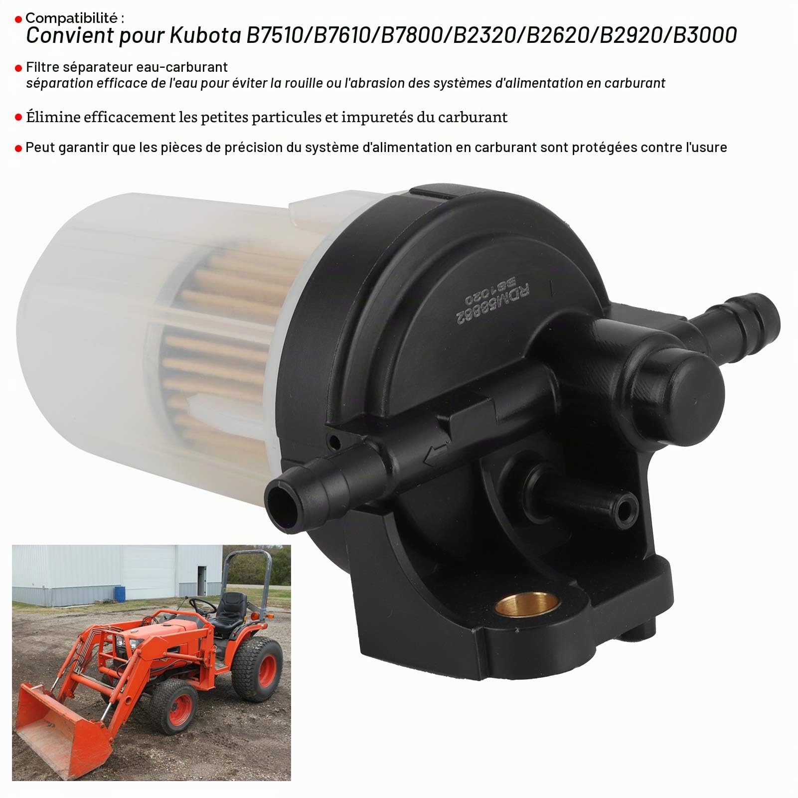 OUKENS 6A320-58862 Filtre carburant Kubota séparateur