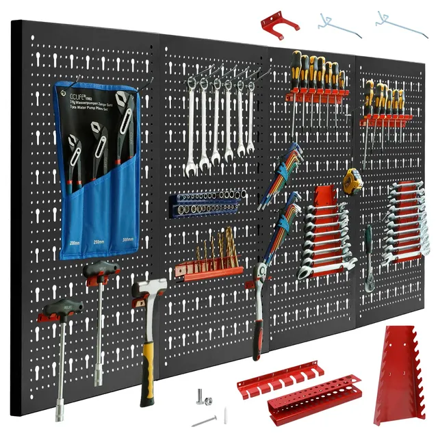 CCLIFE DIY Tools panneau mural 4 panneaux 160x60cm 37 crochets