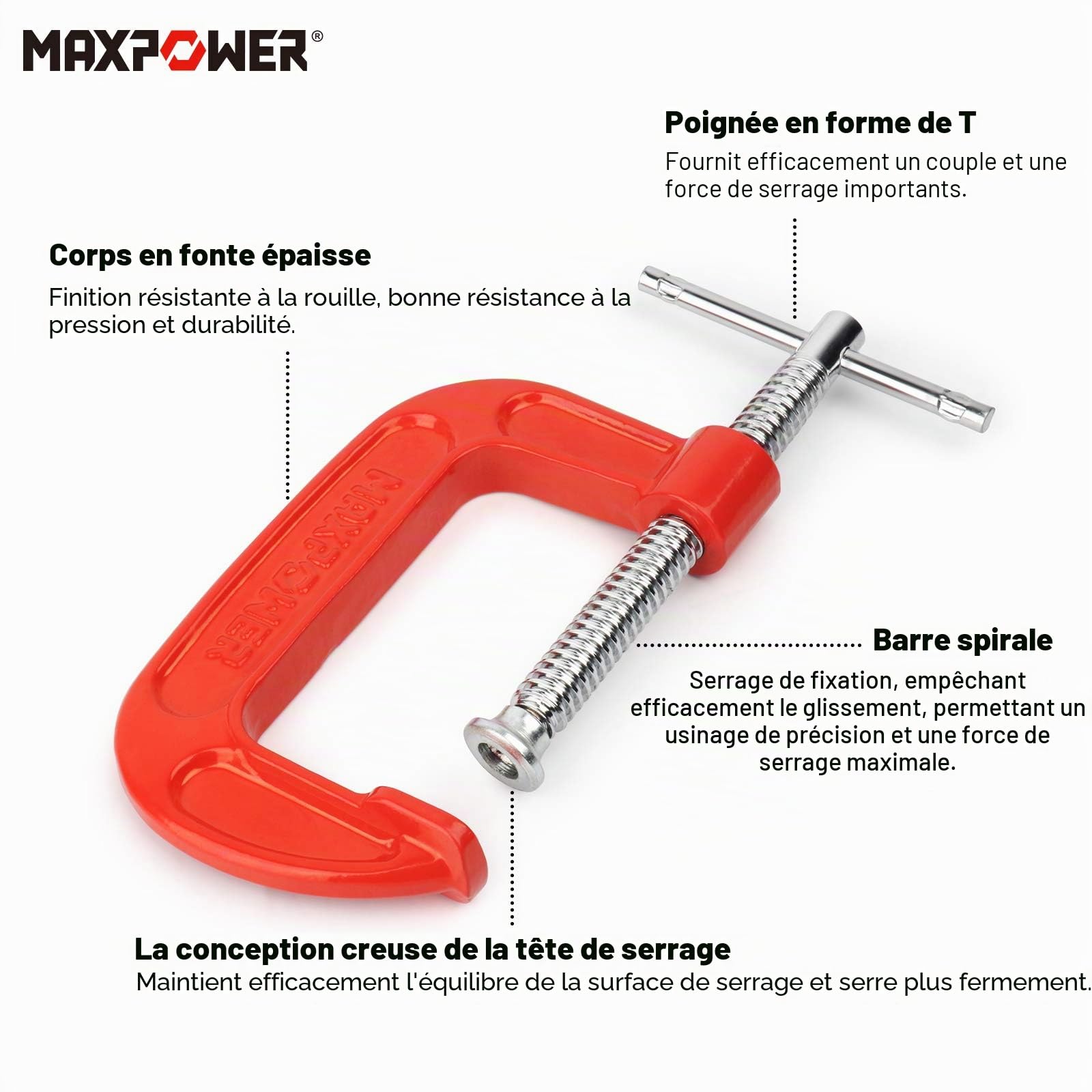 MaxPower Outils de serrage serre-joints C lot 3 25-75mm