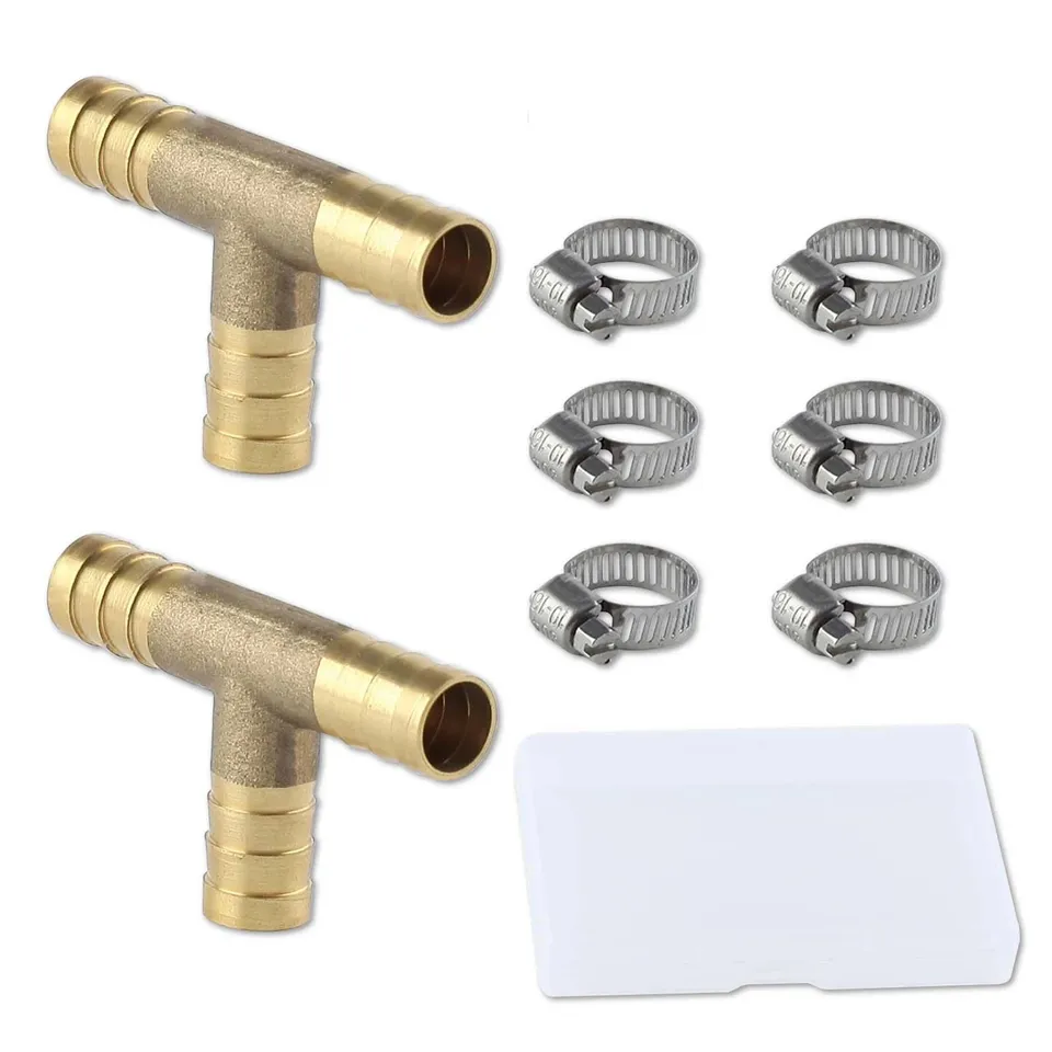 LEONTOOL Vis et Écrous Raccord T Laiton 12mm Lot 2 + Colliers