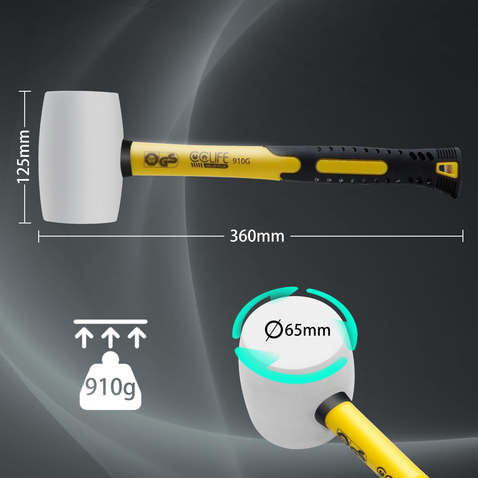 CCLIFE DIY Tools maillet caoutchouc 910g blanc carrelage