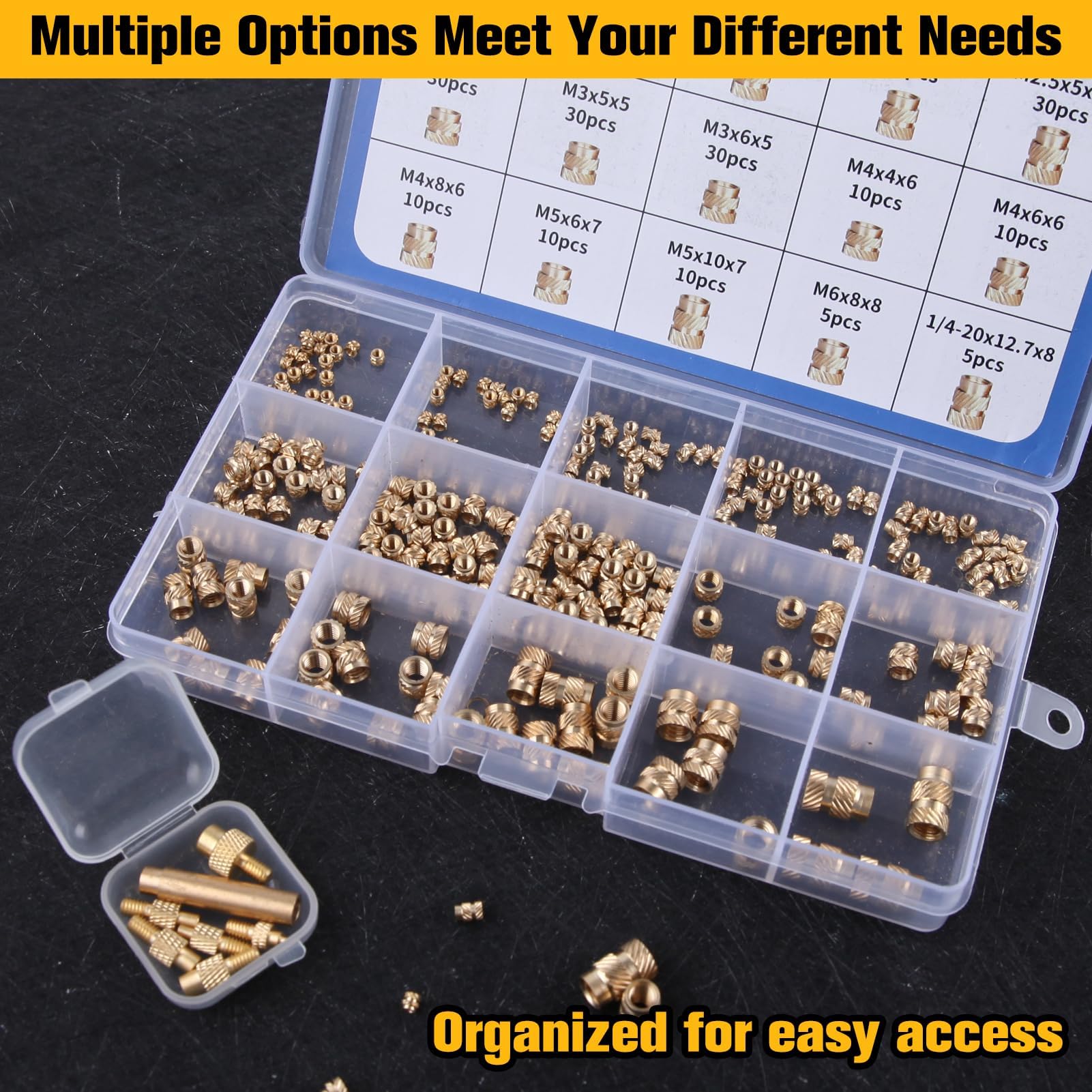 LEONTOOL Vis et Écrous kit inserts filetés laiton M2-M6 307pcs