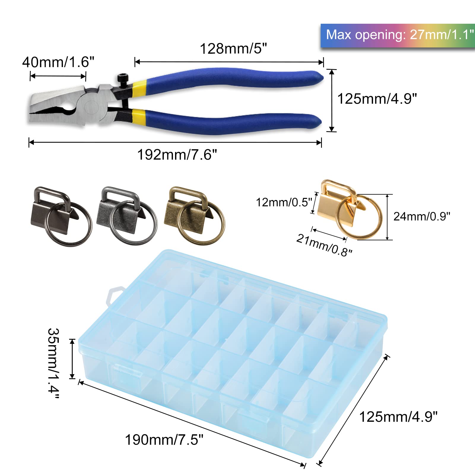 LEONTOOL Pinces Émetteurs Clés Porte-clés 32 pièces 2 cm 4 couleurs