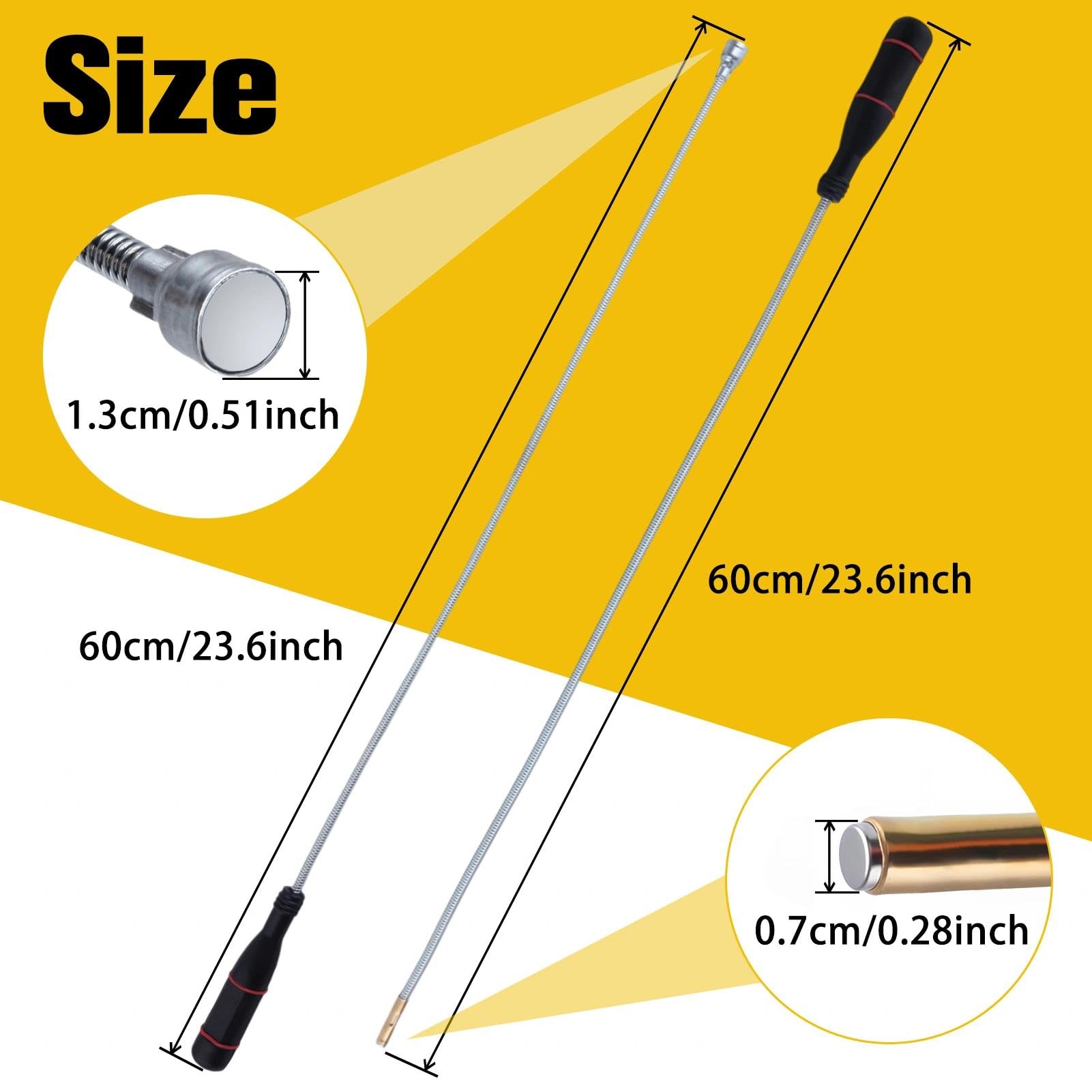 LEONTOOL Tiges magnétiques flexibles 60 cm lot de 2