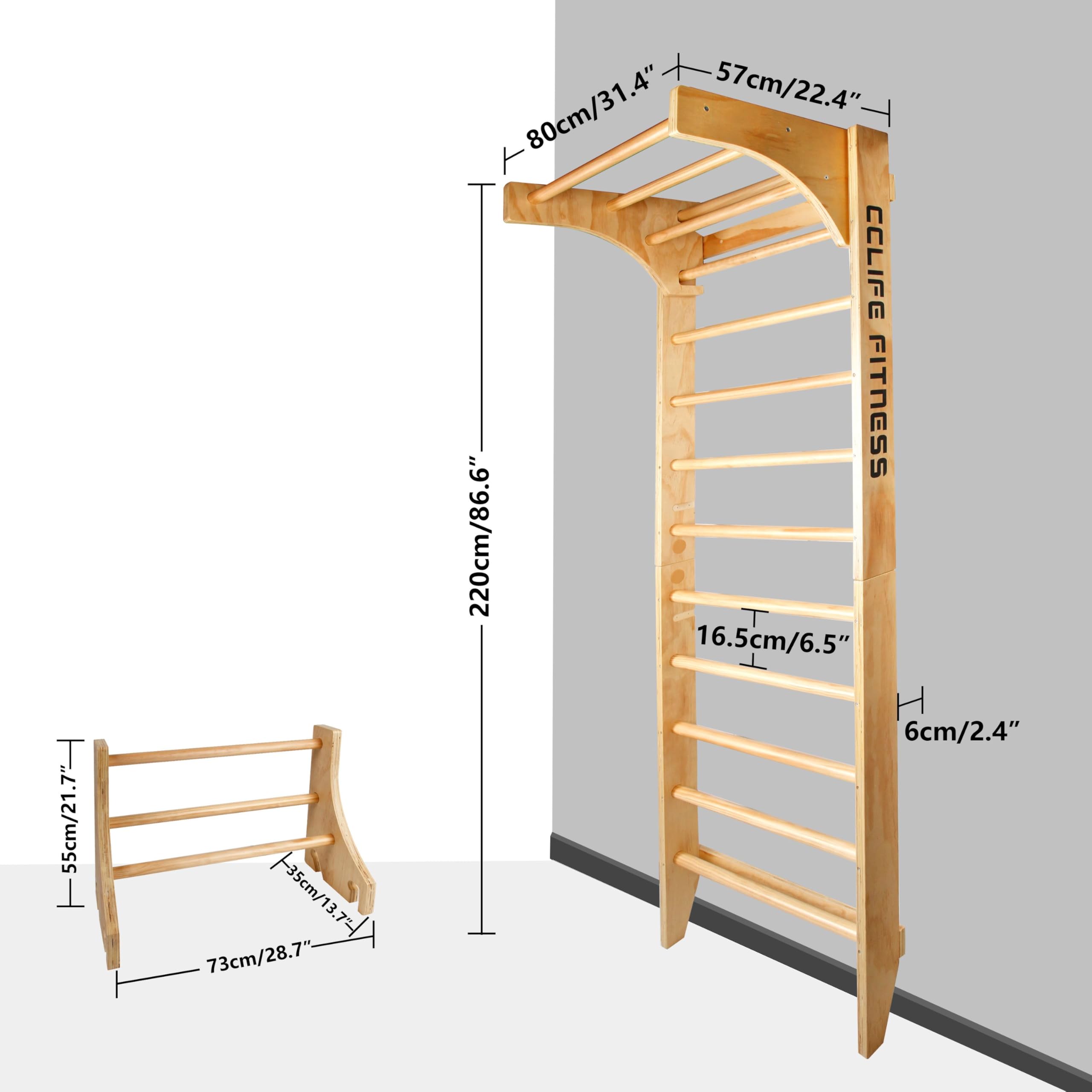 CCLife Sports & Yoga espalier suédois bois 100 kg avec barre traction