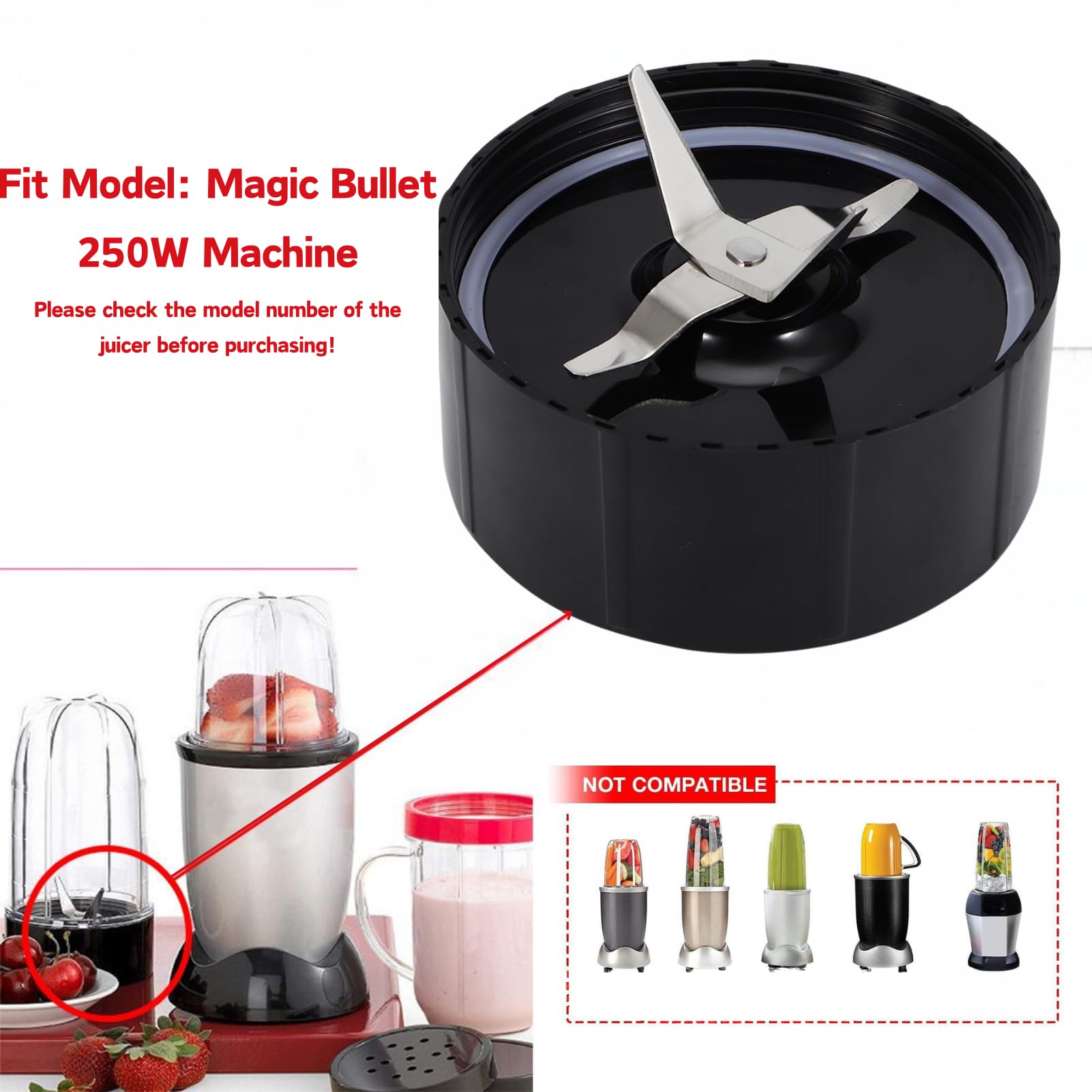 Jadeshay lame mixeur Magic Bullet 250W lot de 2 inox