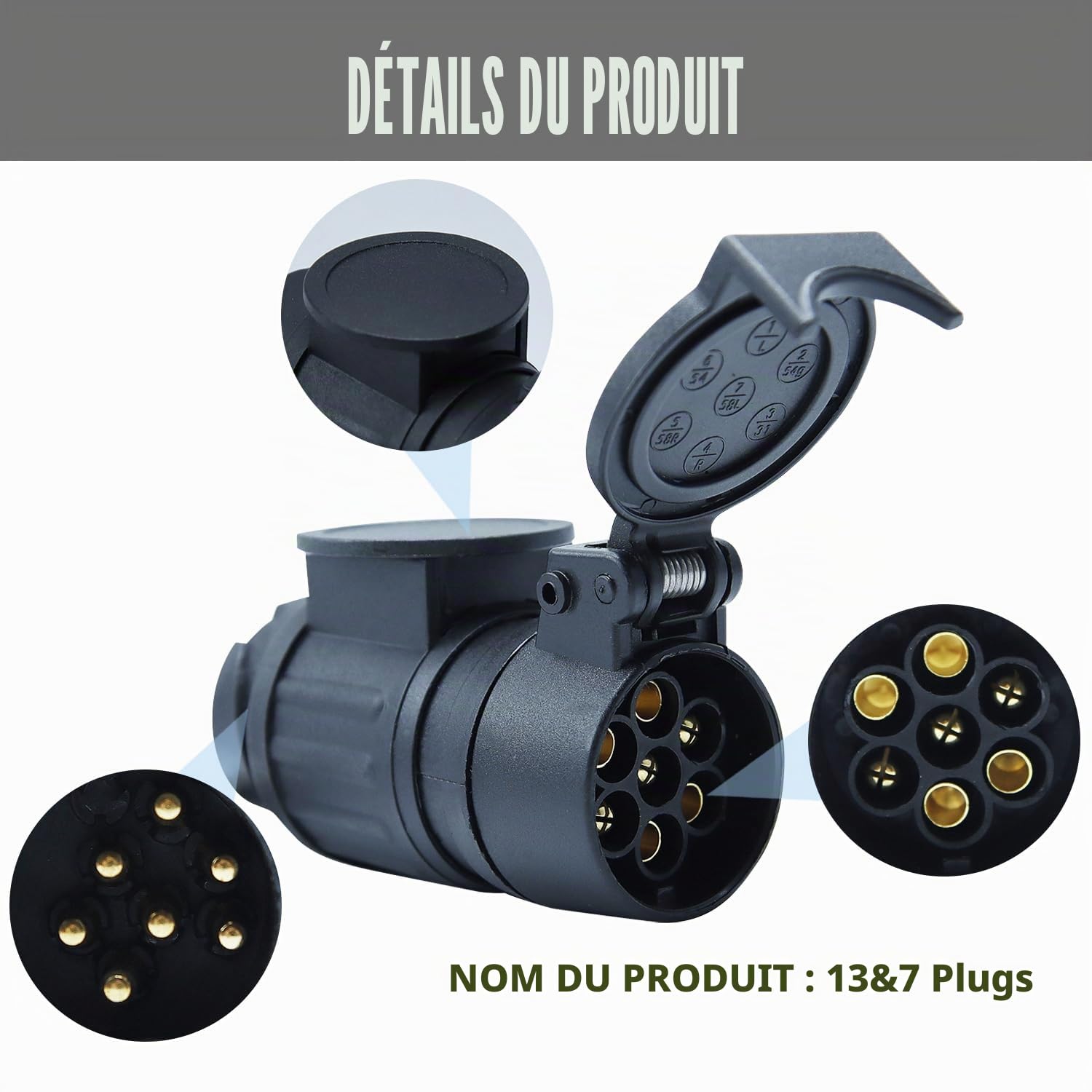 CCLIFE Electronic Tools adaptateur remorque 13 vers 7 broches 12V