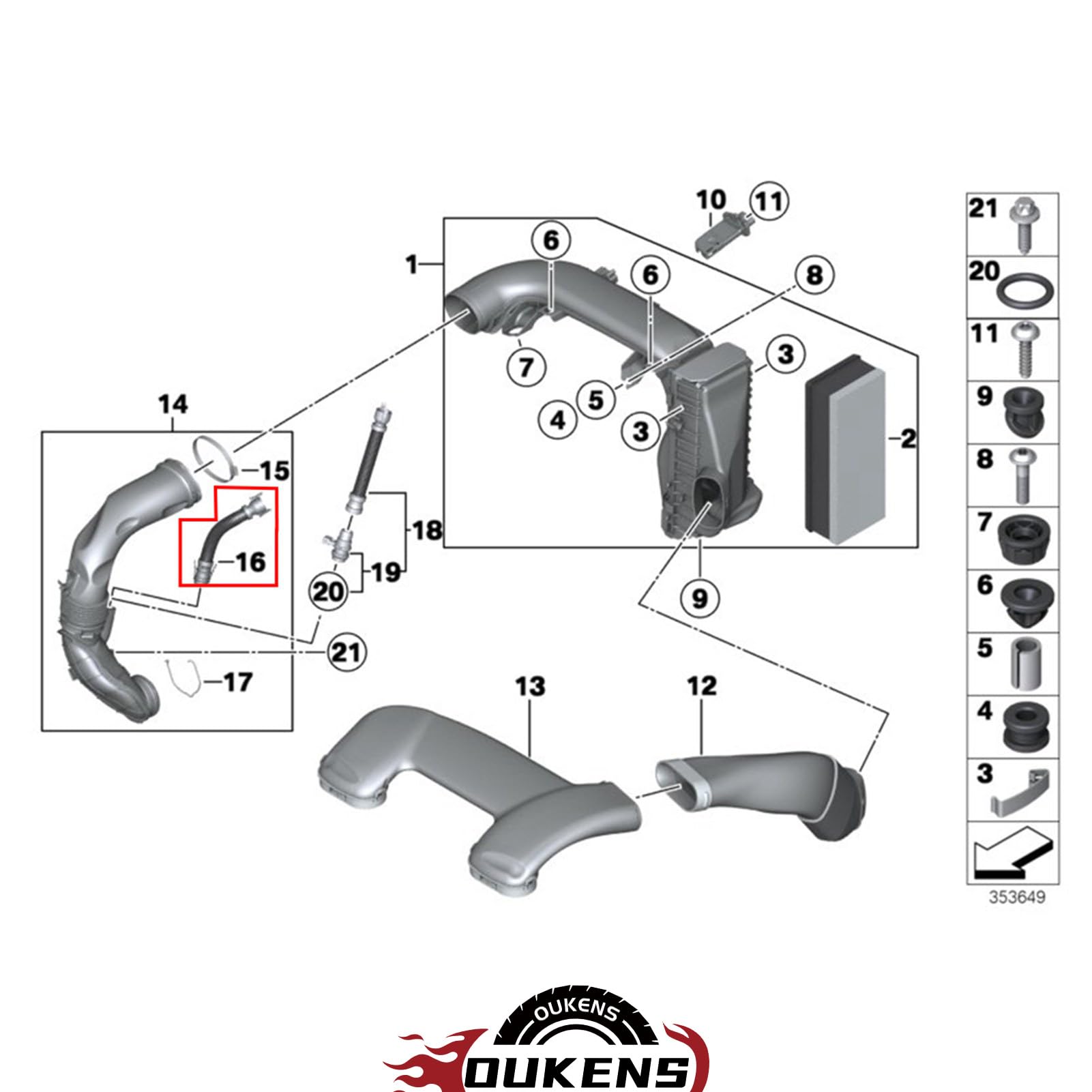OUKENS Pièces d'auto tuyau filtre à air 13717803842 PA66