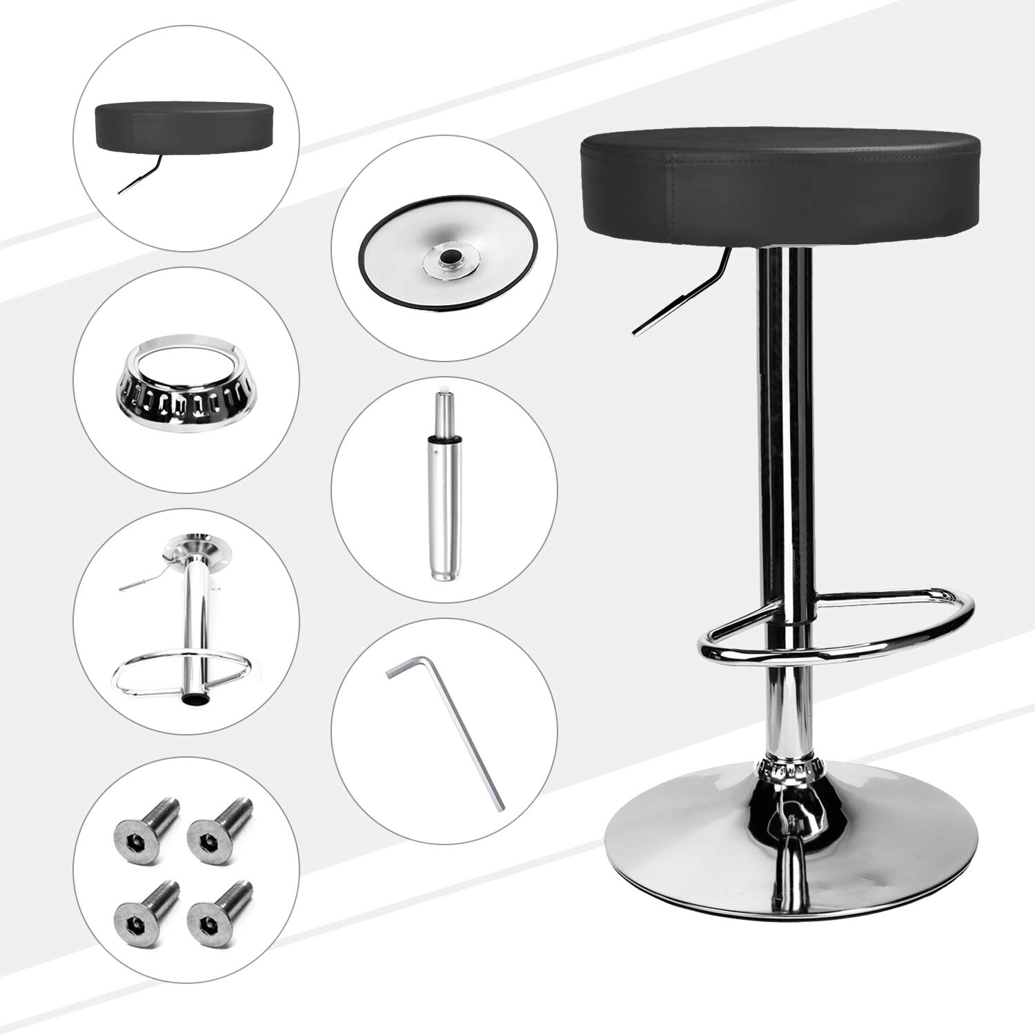 CCLIFE DIY Tools Tabouret Bar Noir Pivotant Lot 2 Simili